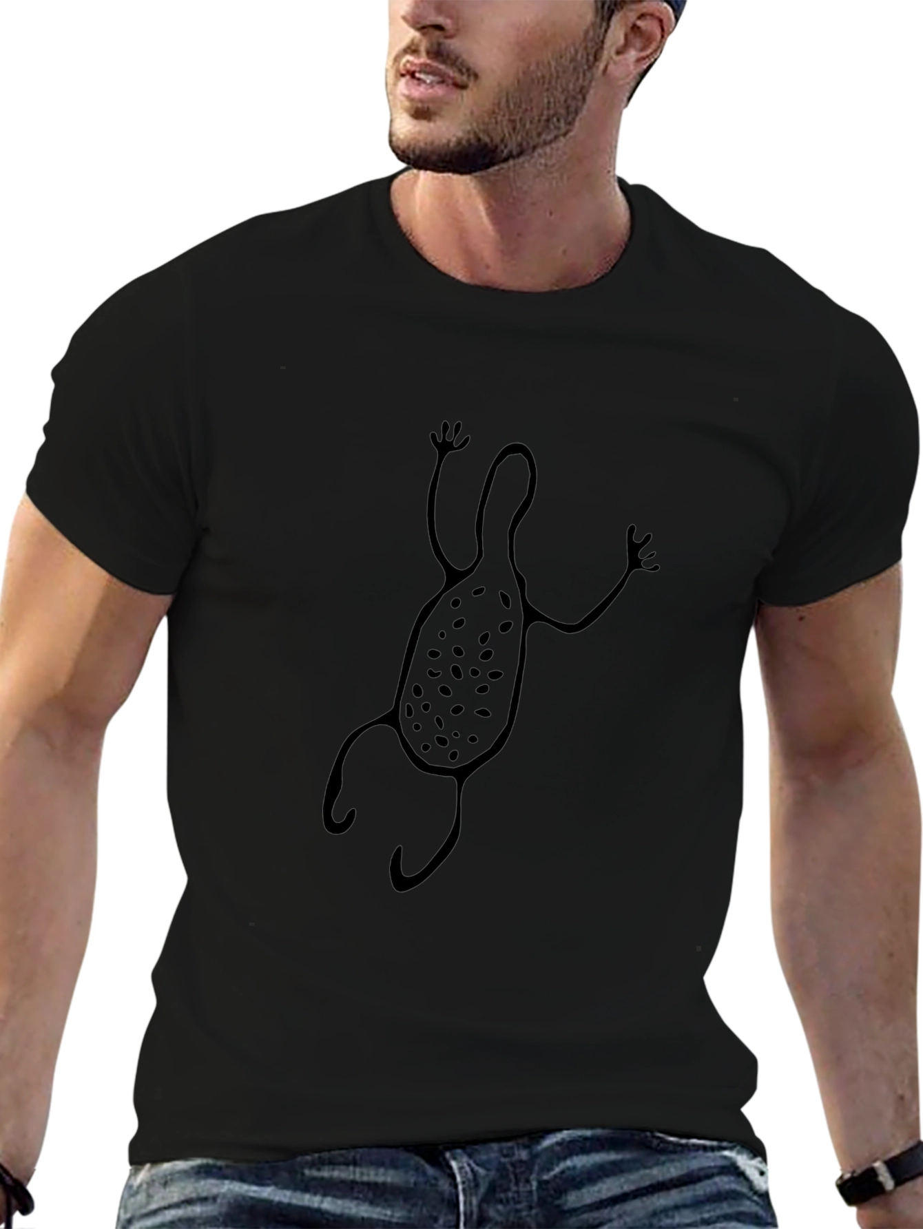 Abstract Petroglyph Graphic Black T-Shirt