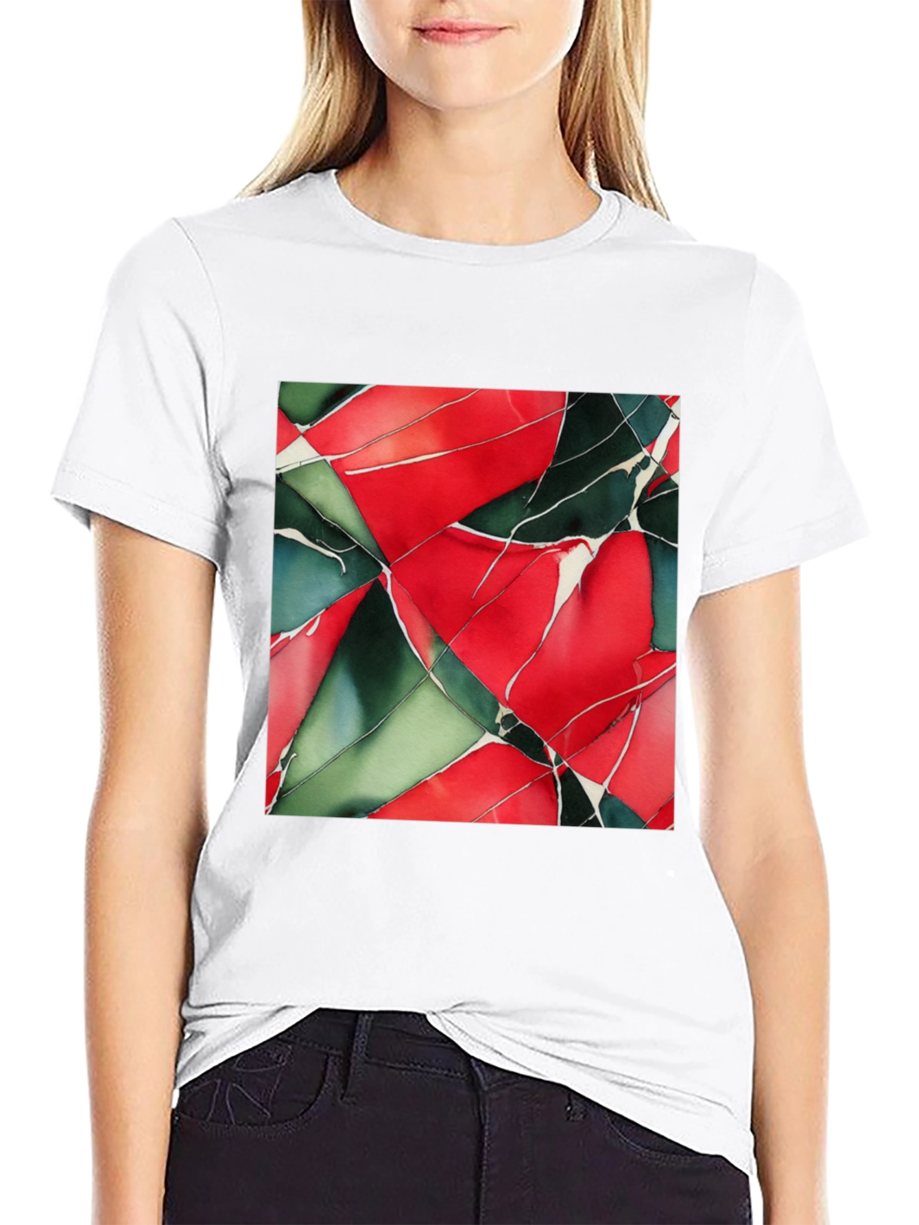 Abstract Geometric Art Print Black T-Shirt
