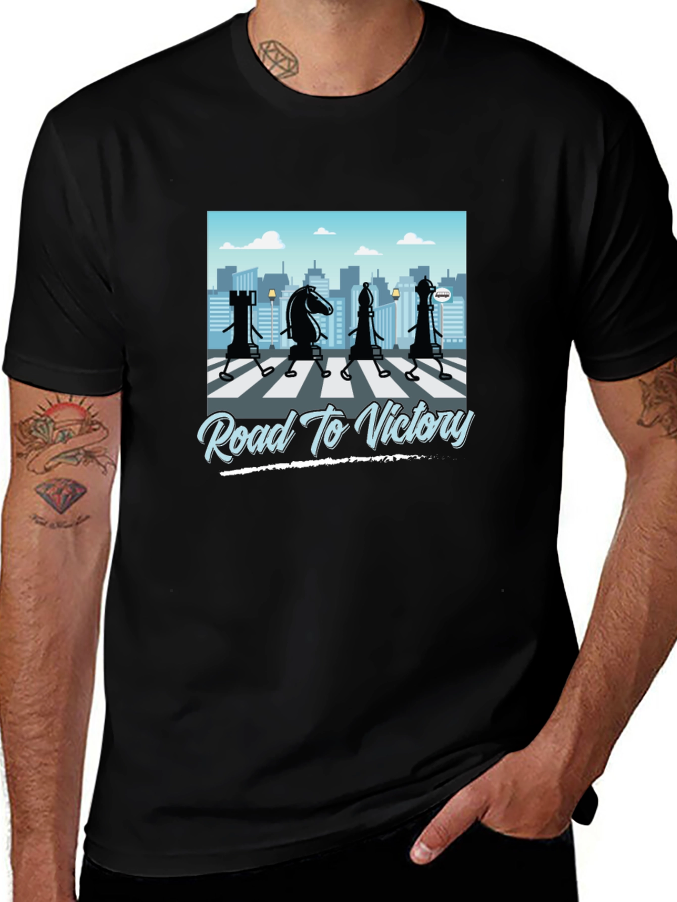 Road to Victory Chess Graphic T-Shirt - Black