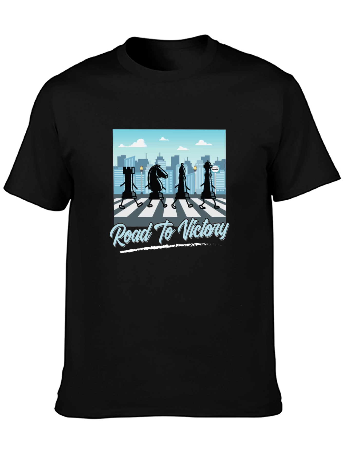 Road to Victory Chess Graphic T-Shirt - Black