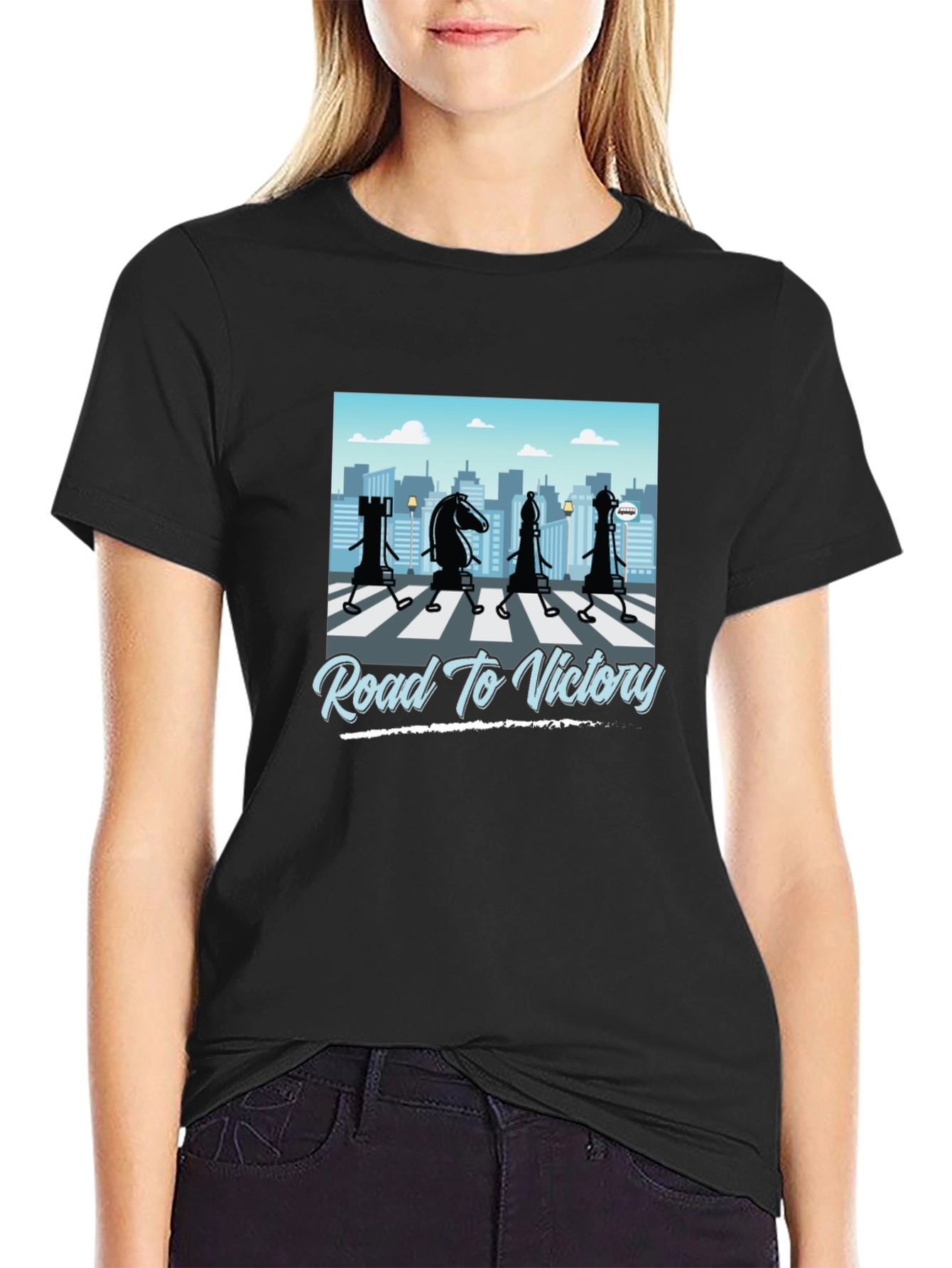 Road to Victory Chess Graphic T-Shirt - Black