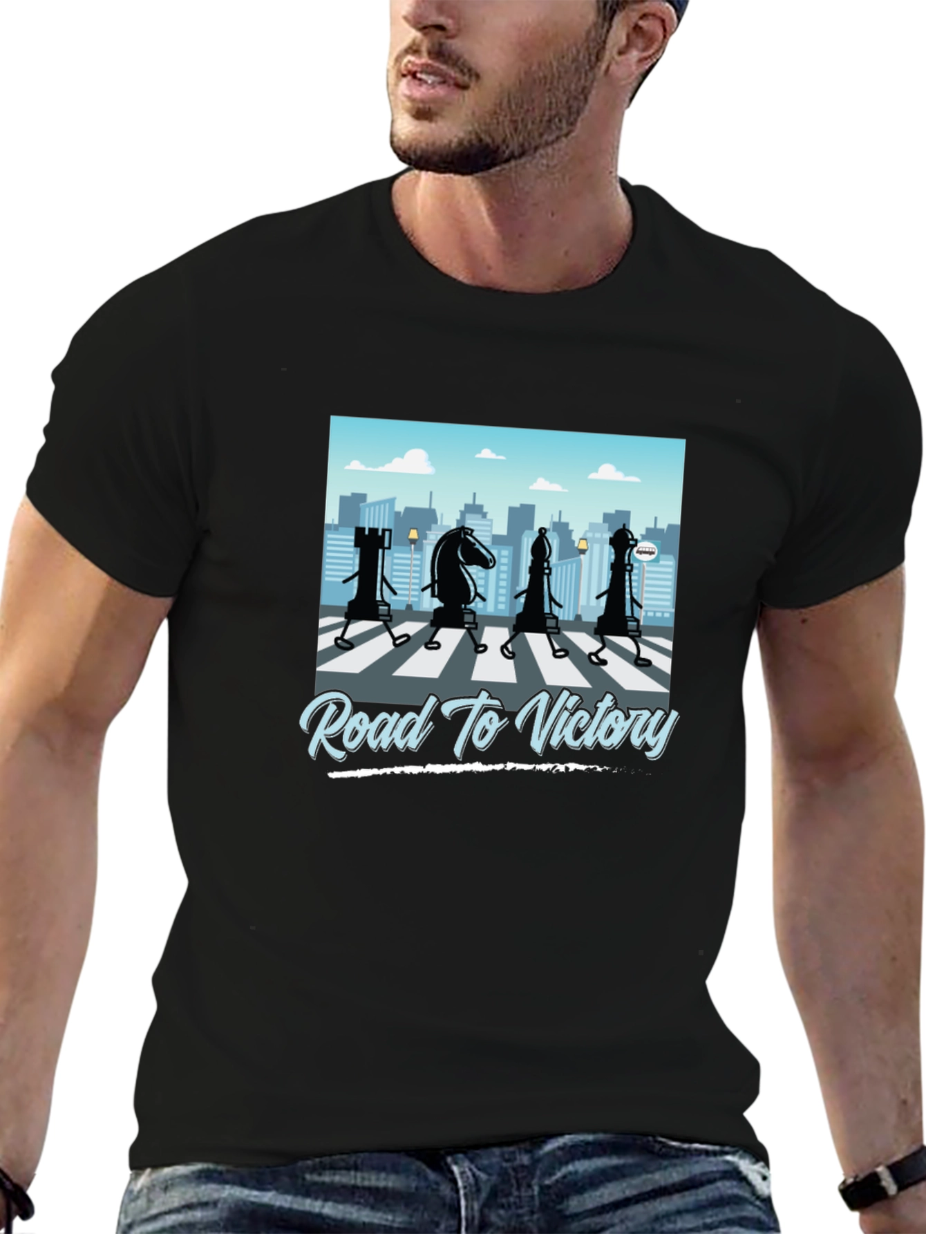 Road to Victory Chess Graphic T-Shirt - Black