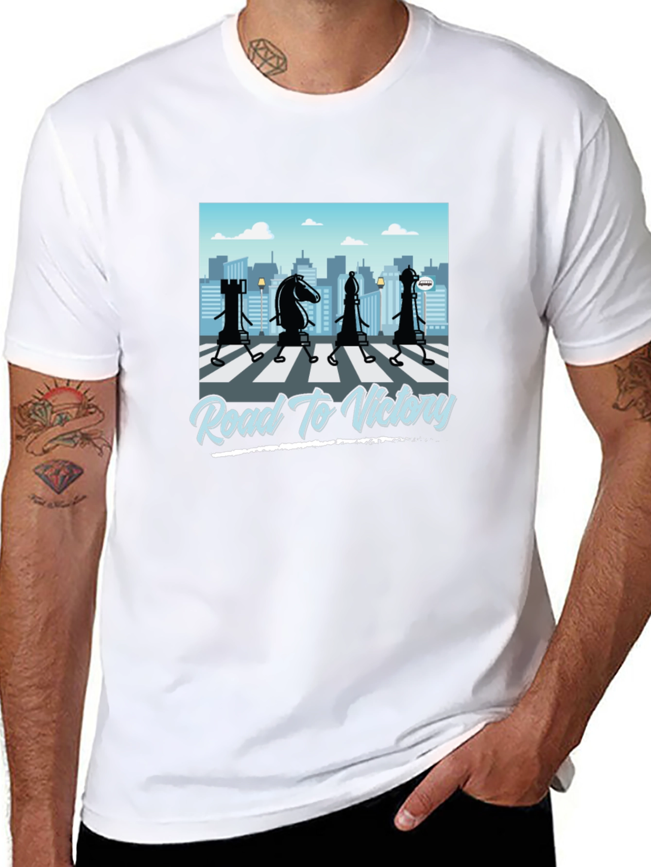 Road to Victory Chess Graphic T-Shirt - Black