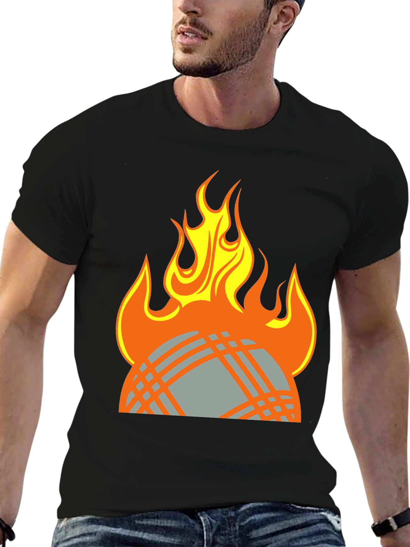 Fiery Globe Graphic T-Shirt - Black