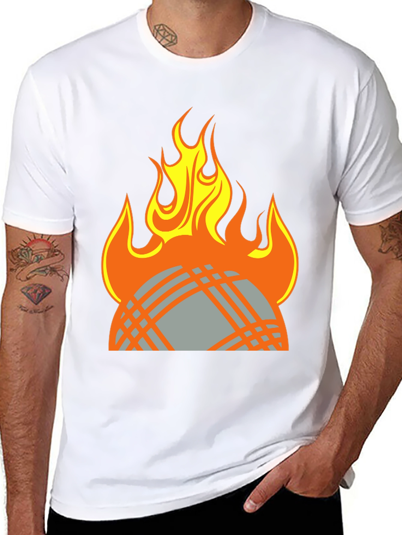 Fiery Globe Graphic T-Shirt - Black