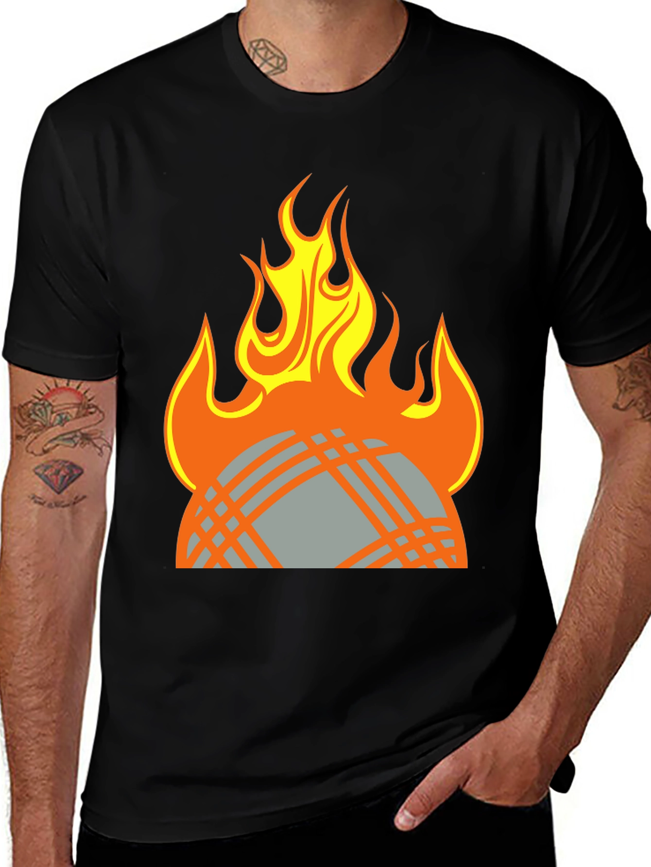 Fiery Globe Graphic T-Shirt - Black