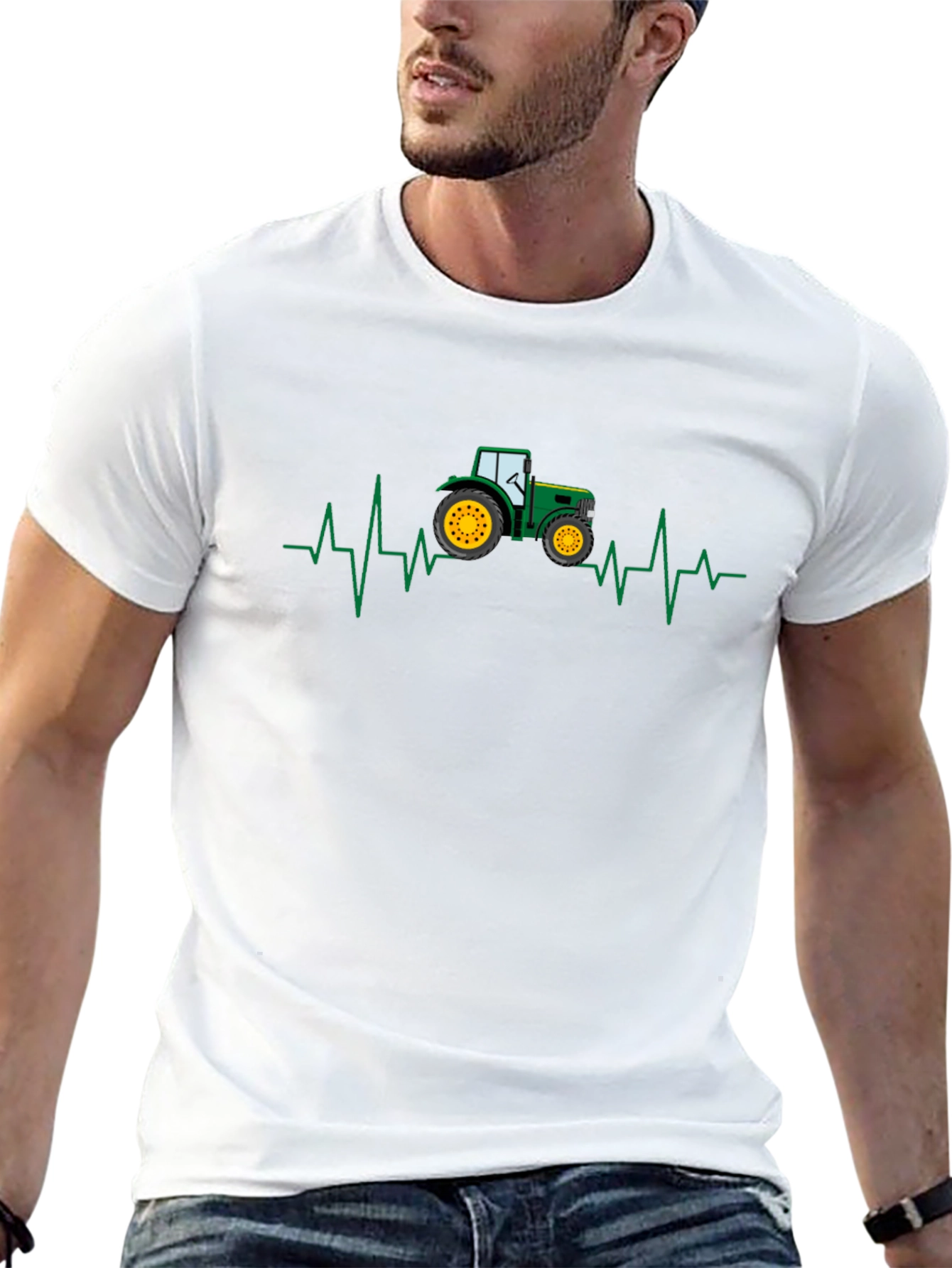 Tractor Heartbeat Graphic Tee - Farm Lover Shirt