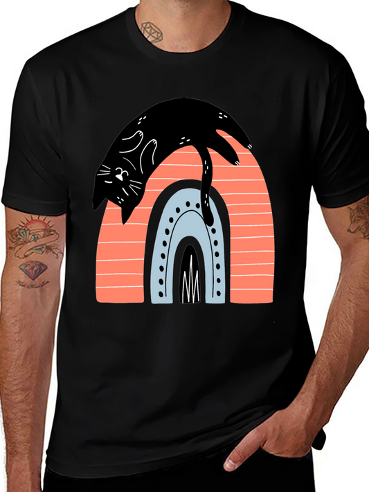 Black Cat Rainbow Graphic T-Shirt
