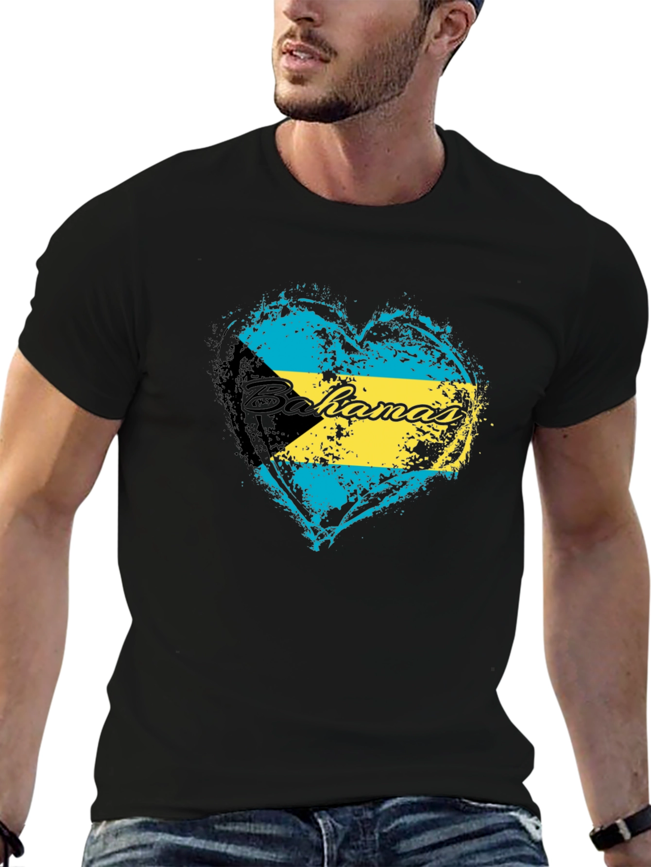 Bahamas Flag Heart T-Shirt