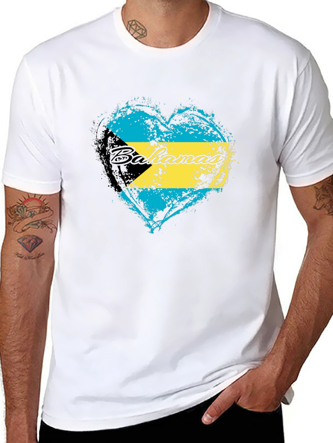 Bahamas Flag Heart T-Shirt