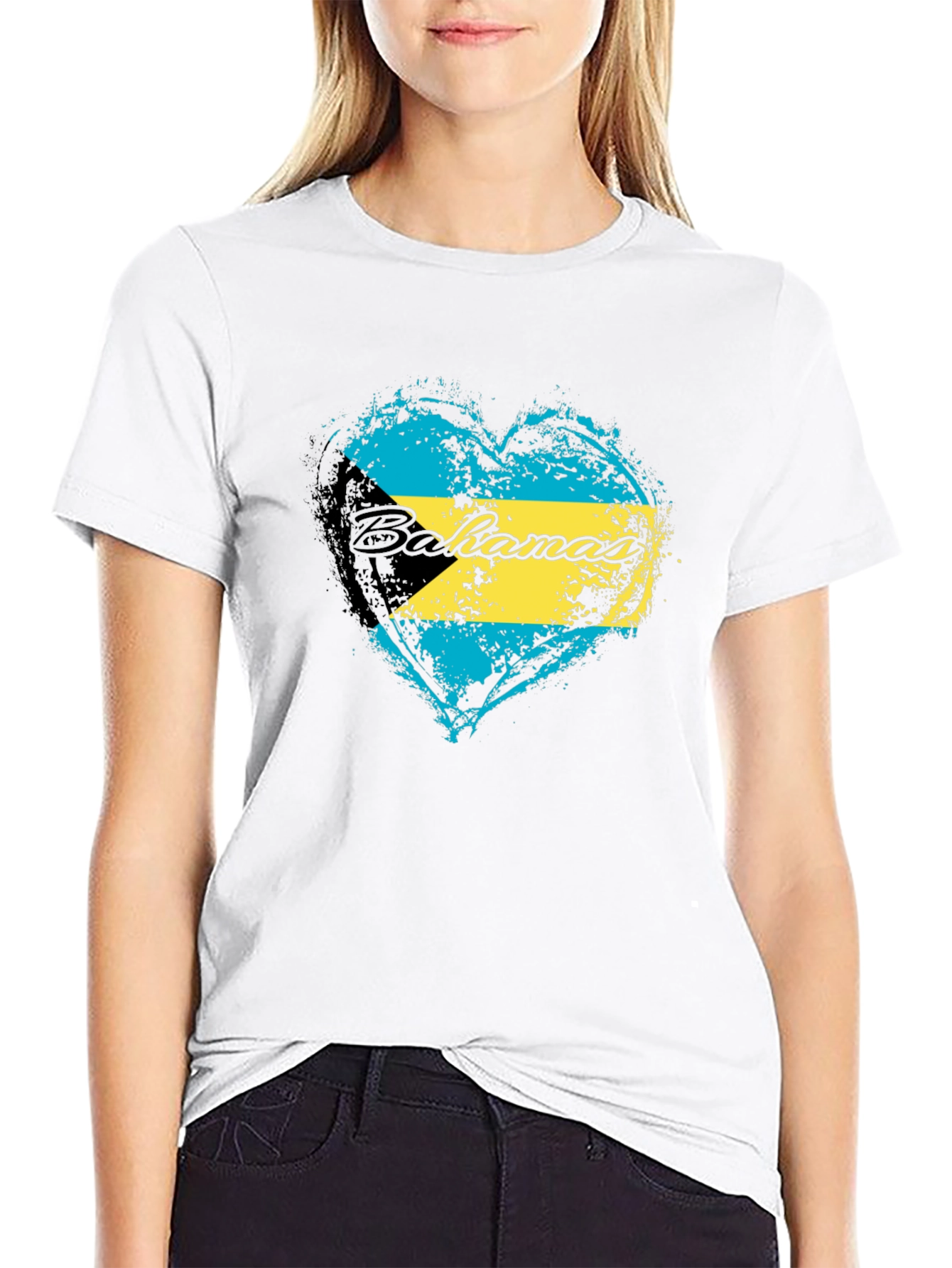 Bahamas Flag Heart T-Shirt