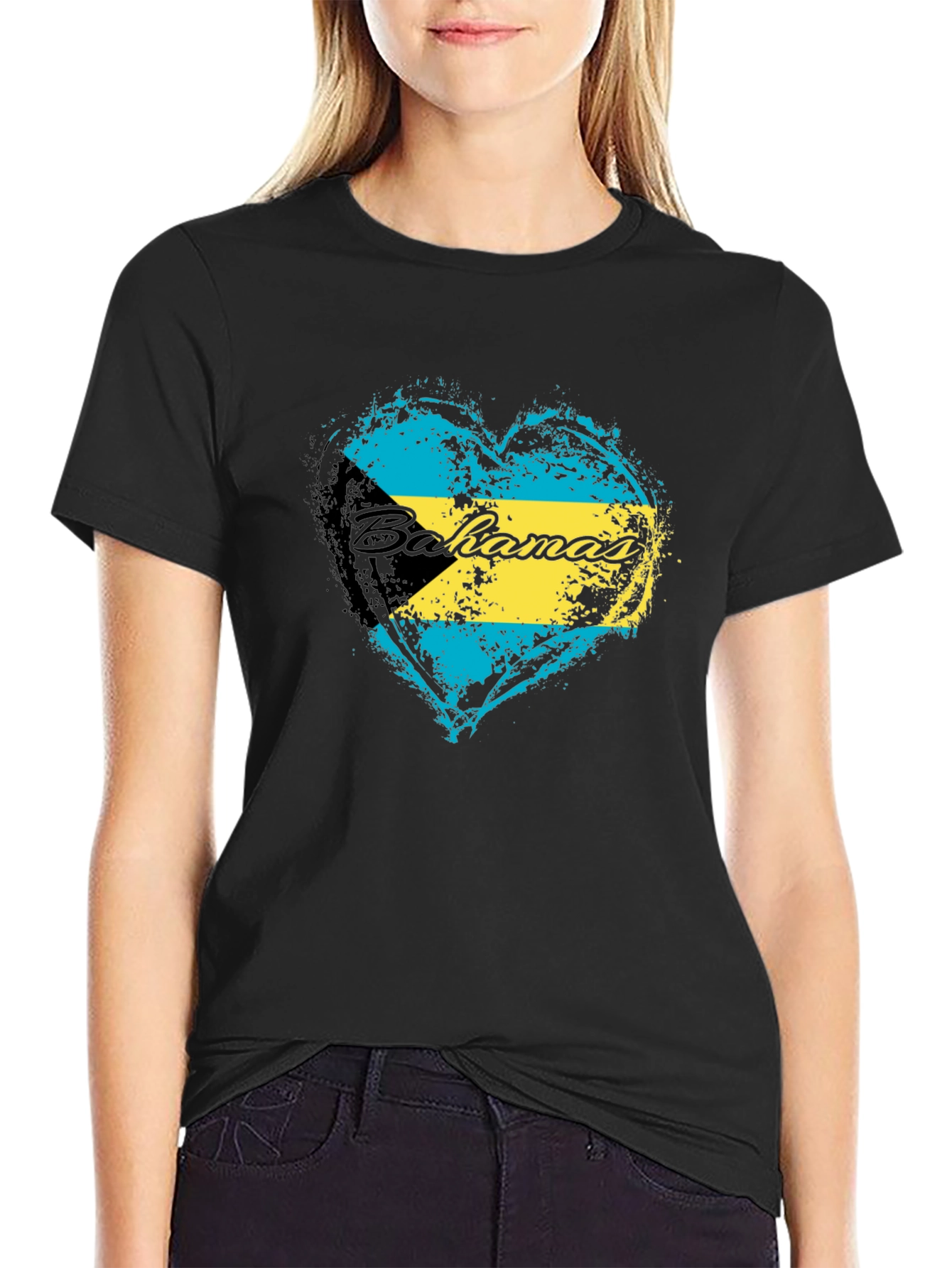 Bahamas Flag Heart T-Shirt