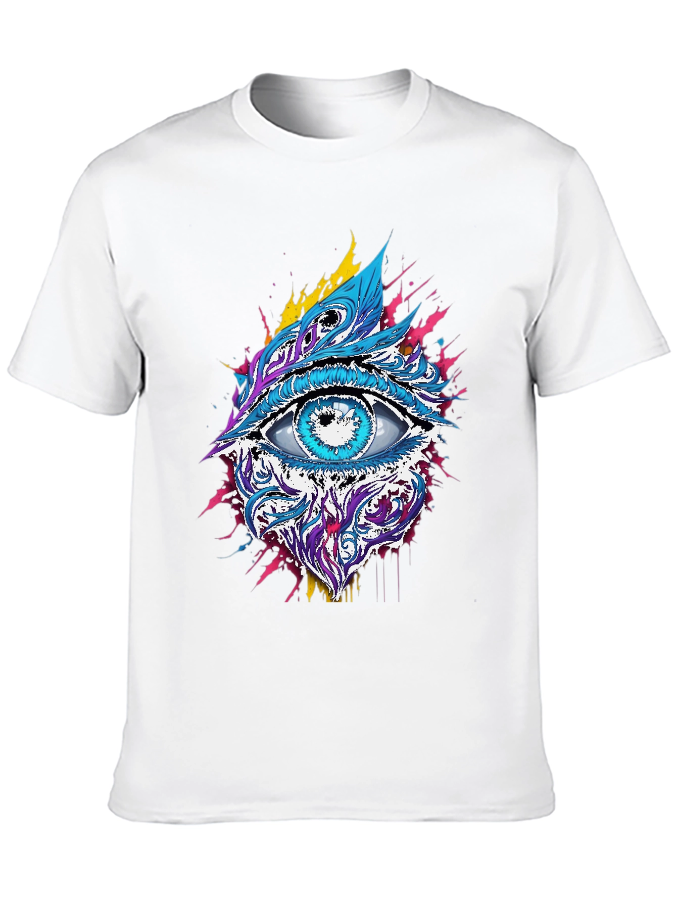 Psychedelic Eye Graphic Tee - Black Cotton Blend