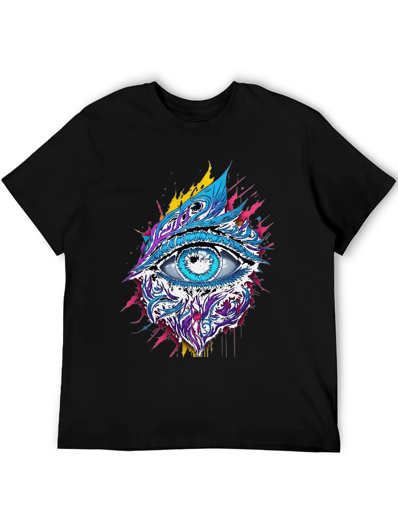 Psychedelic Eye Graphic Tee - Black Cotton Blend