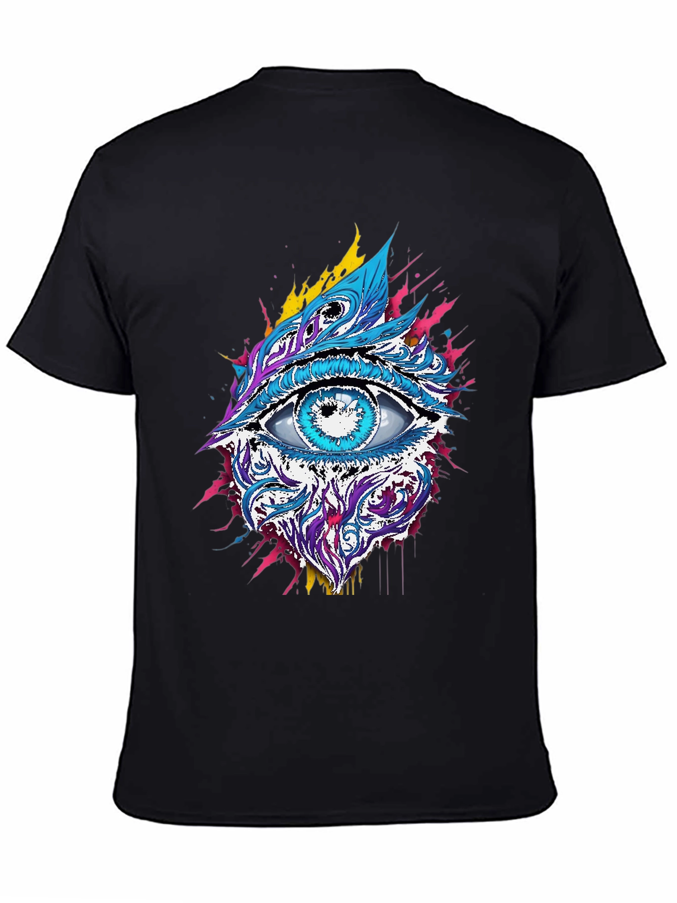 Psychedelic Eye Graphic Tee - Black Cotton Blend