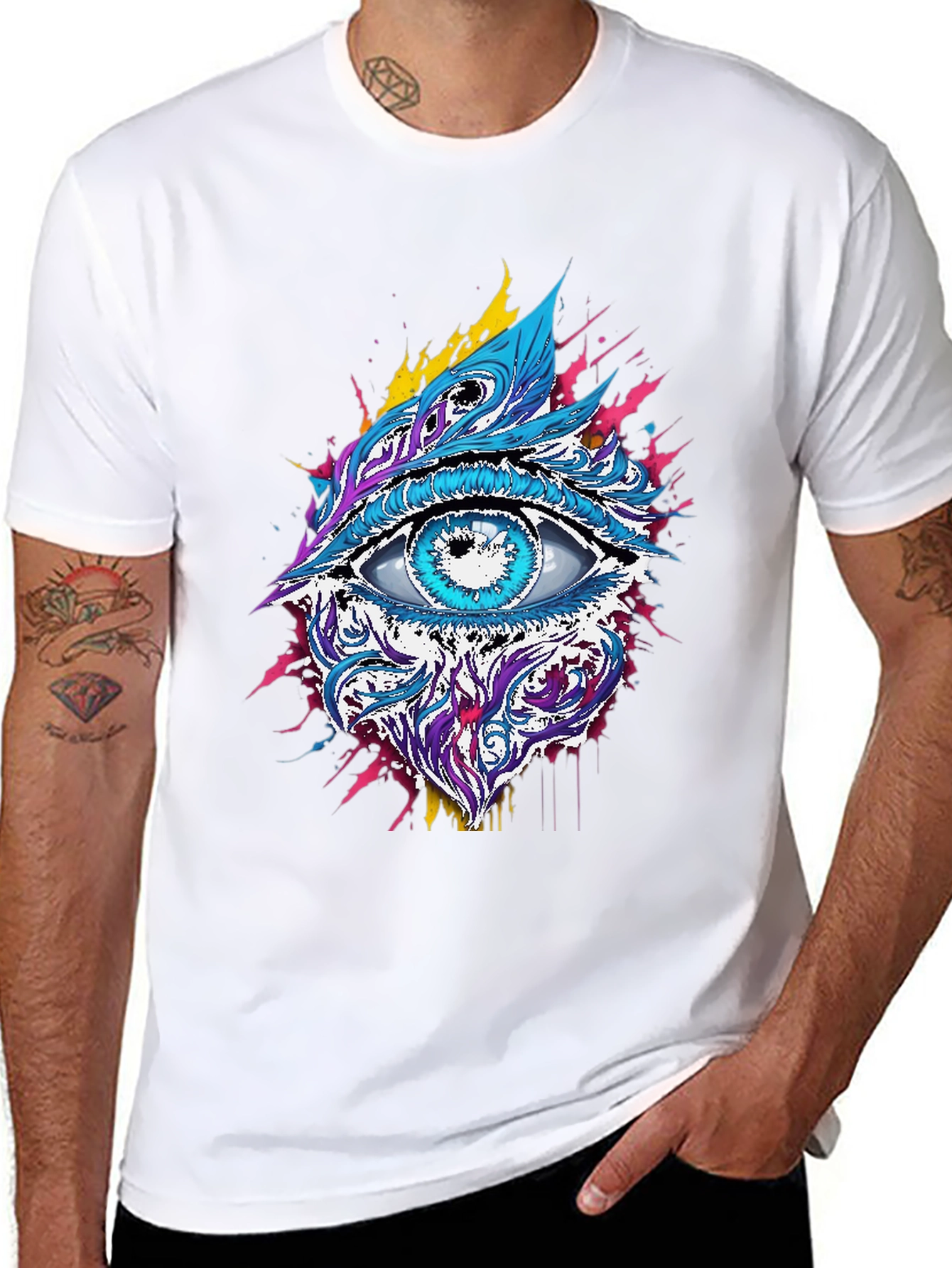 Psychedelic Eye Graphic Tee - Black Cotton Blend