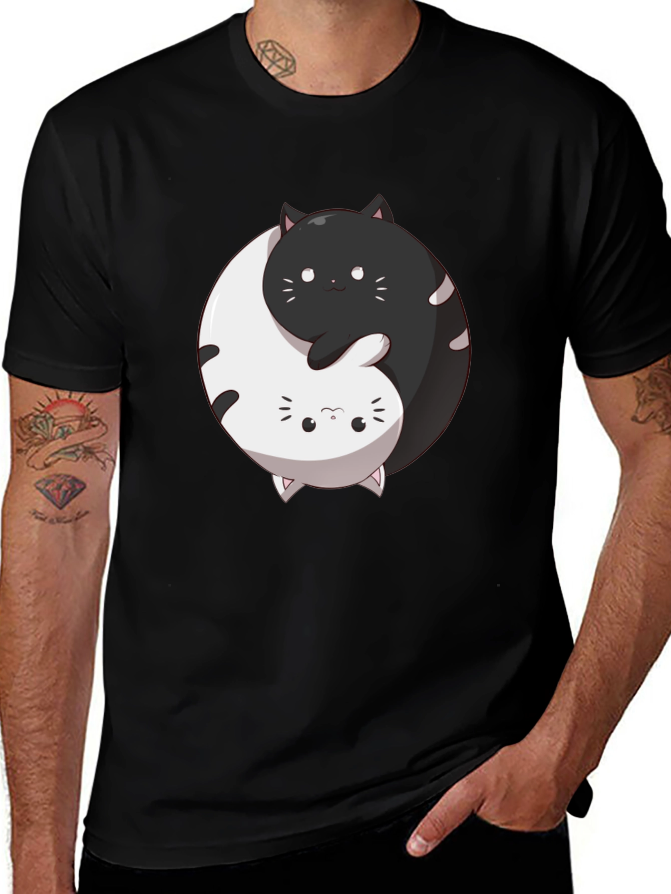 Yin Yang Cats Graphic Tee - Harmony & Balance