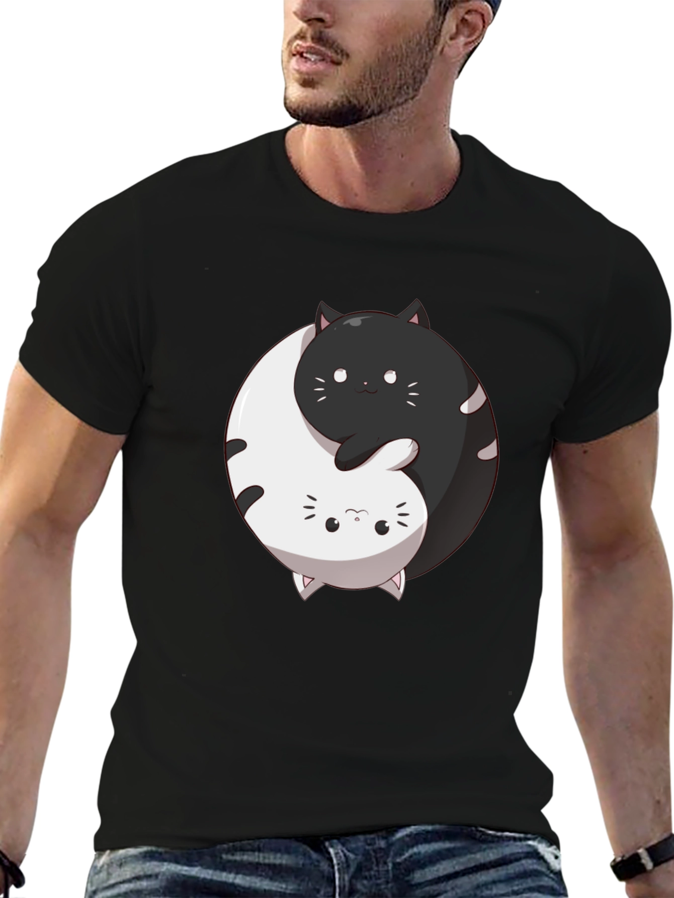 Yin Yang Cats Graphic Tee - Harmony & Balance