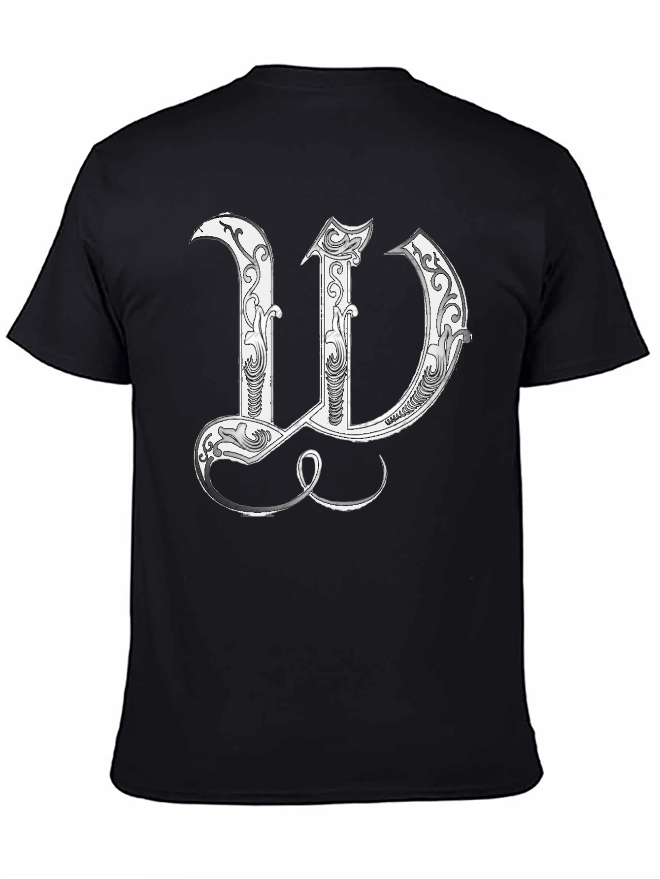 Black T-Shirt with Decorative Letter W