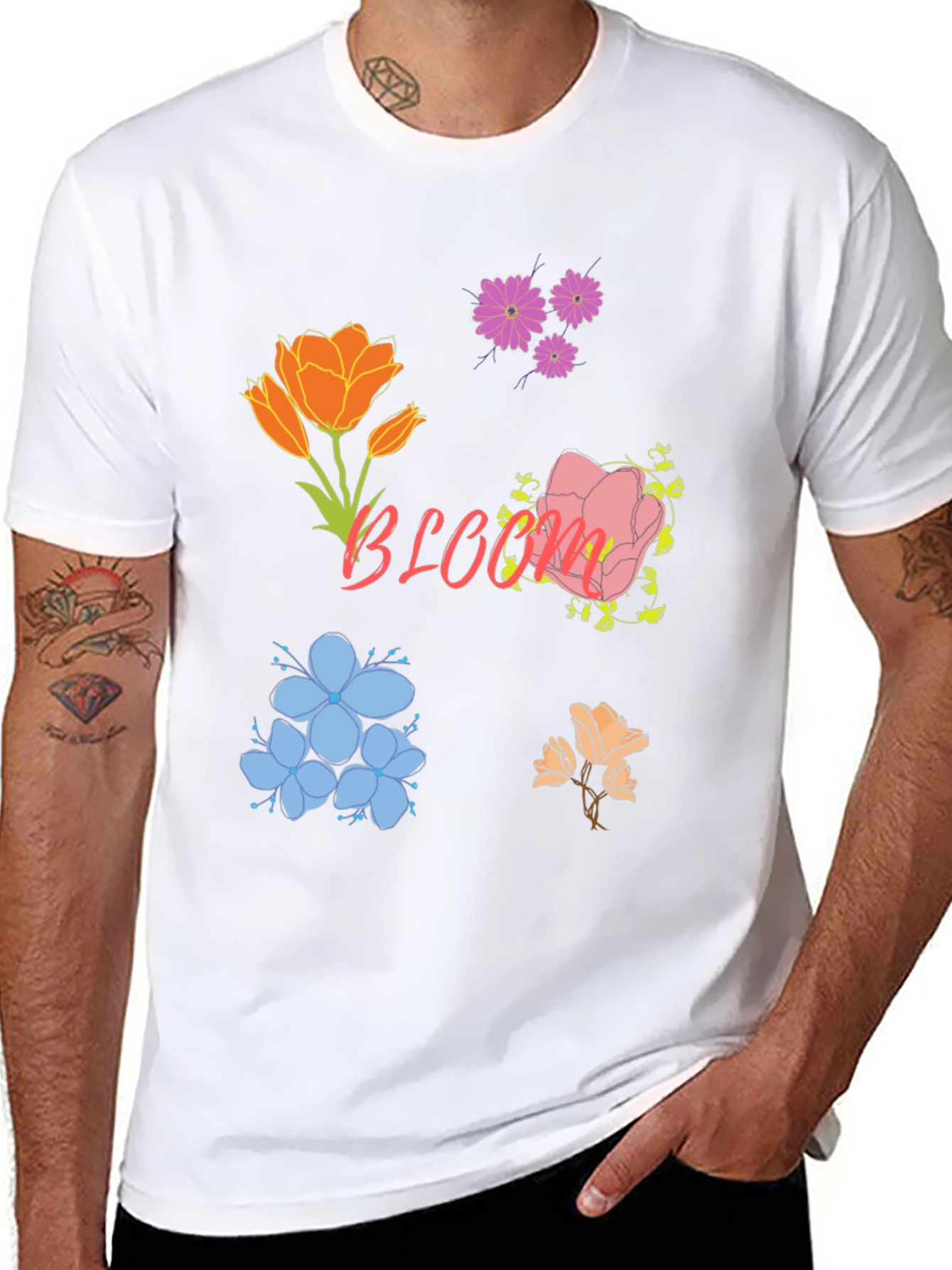 Floral Bloom Print Black T-Shirt