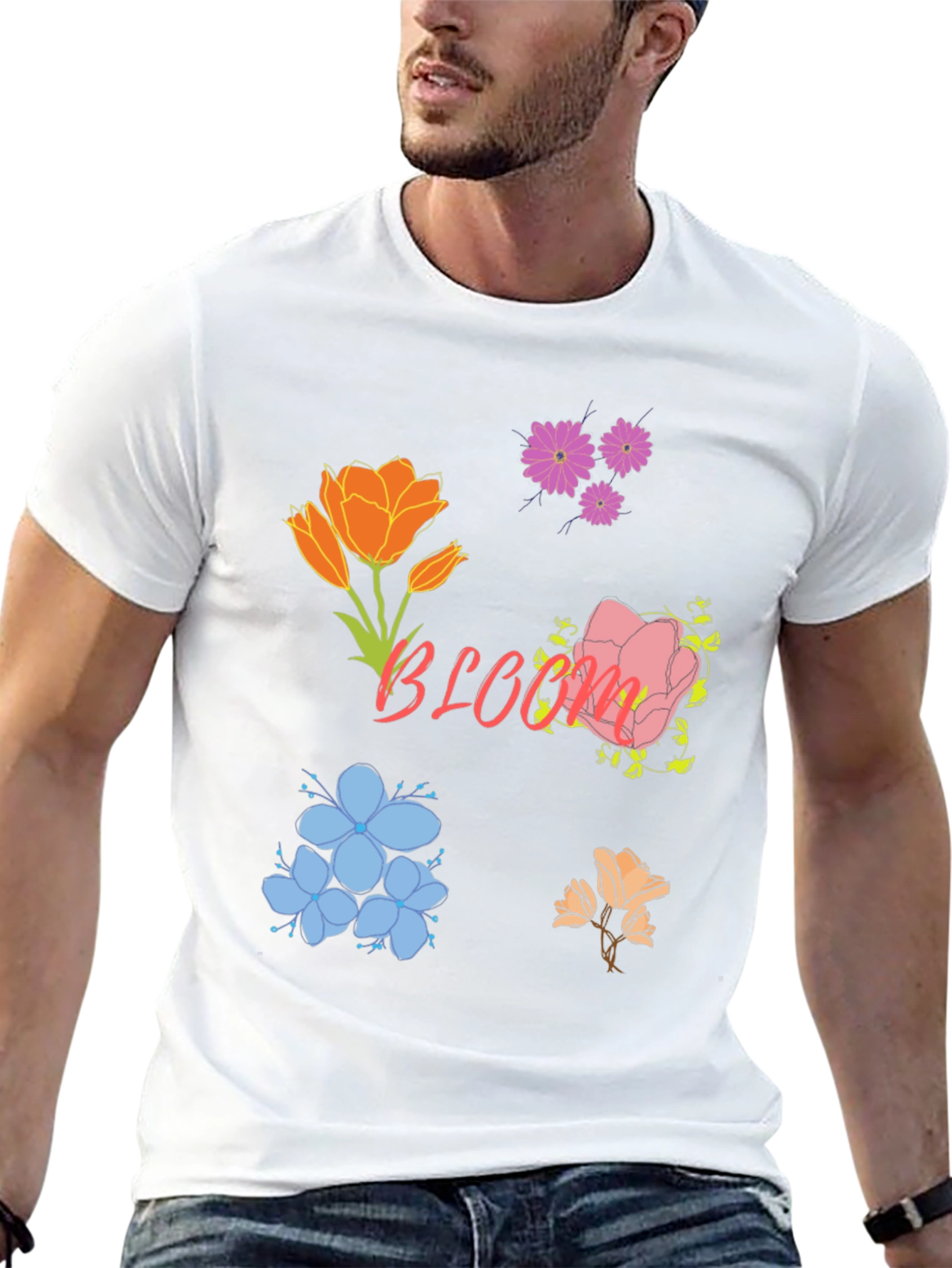 Floral Bloom Print Black T-Shirt