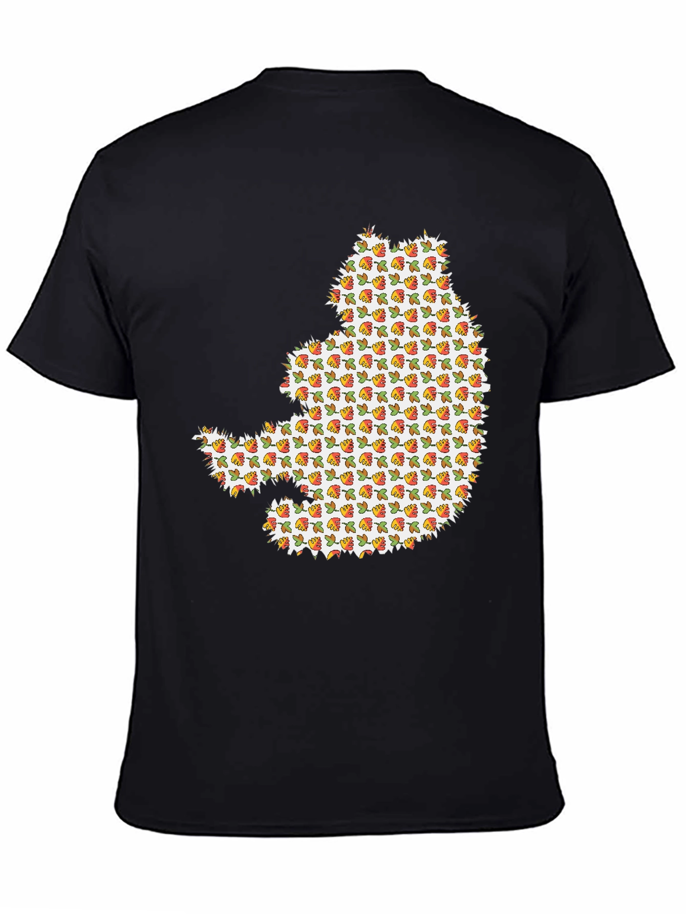 Novelty Cat Print Black Crew Neck T-Shirt