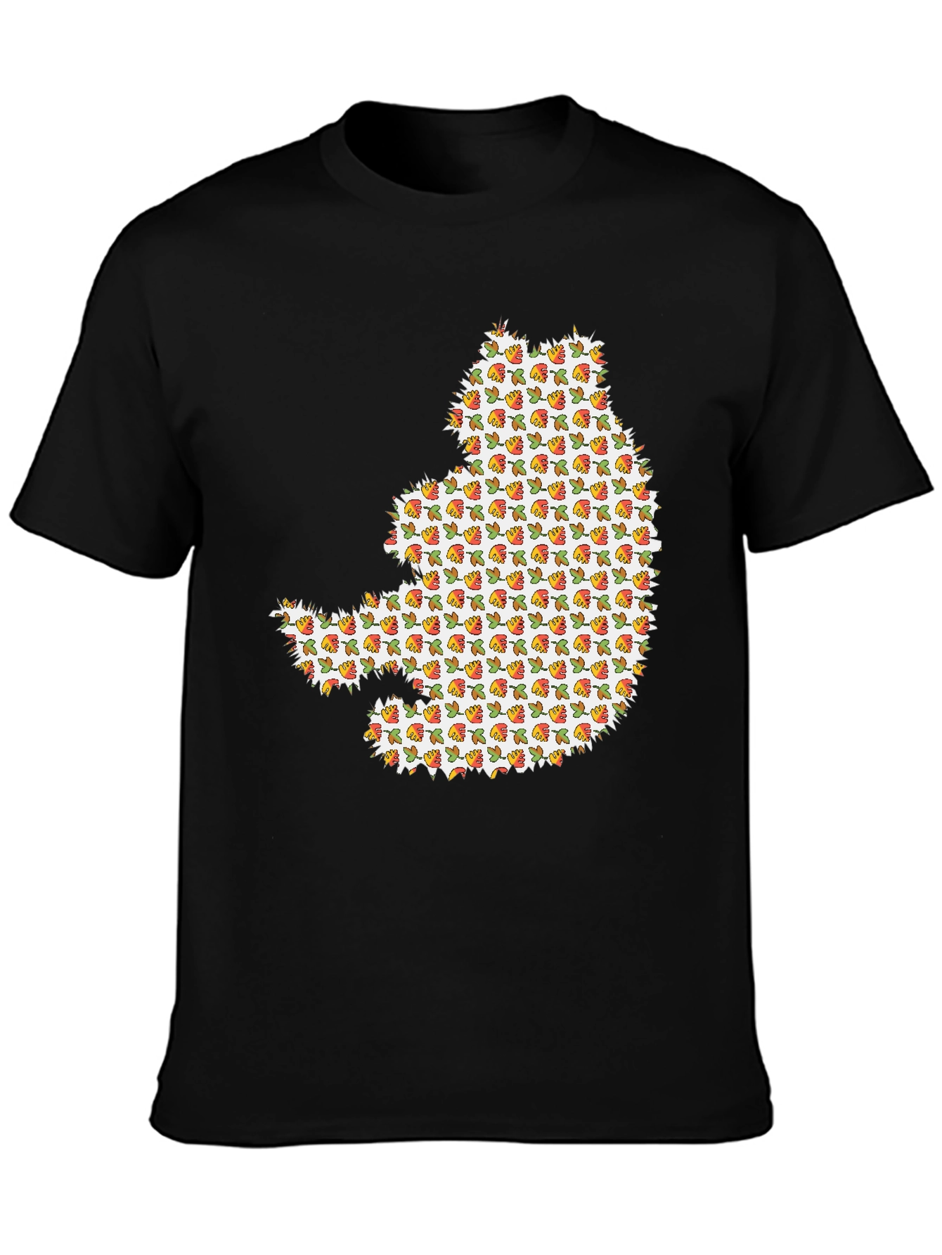 Novelty Cat Print Black Crew Neck T-Shirt