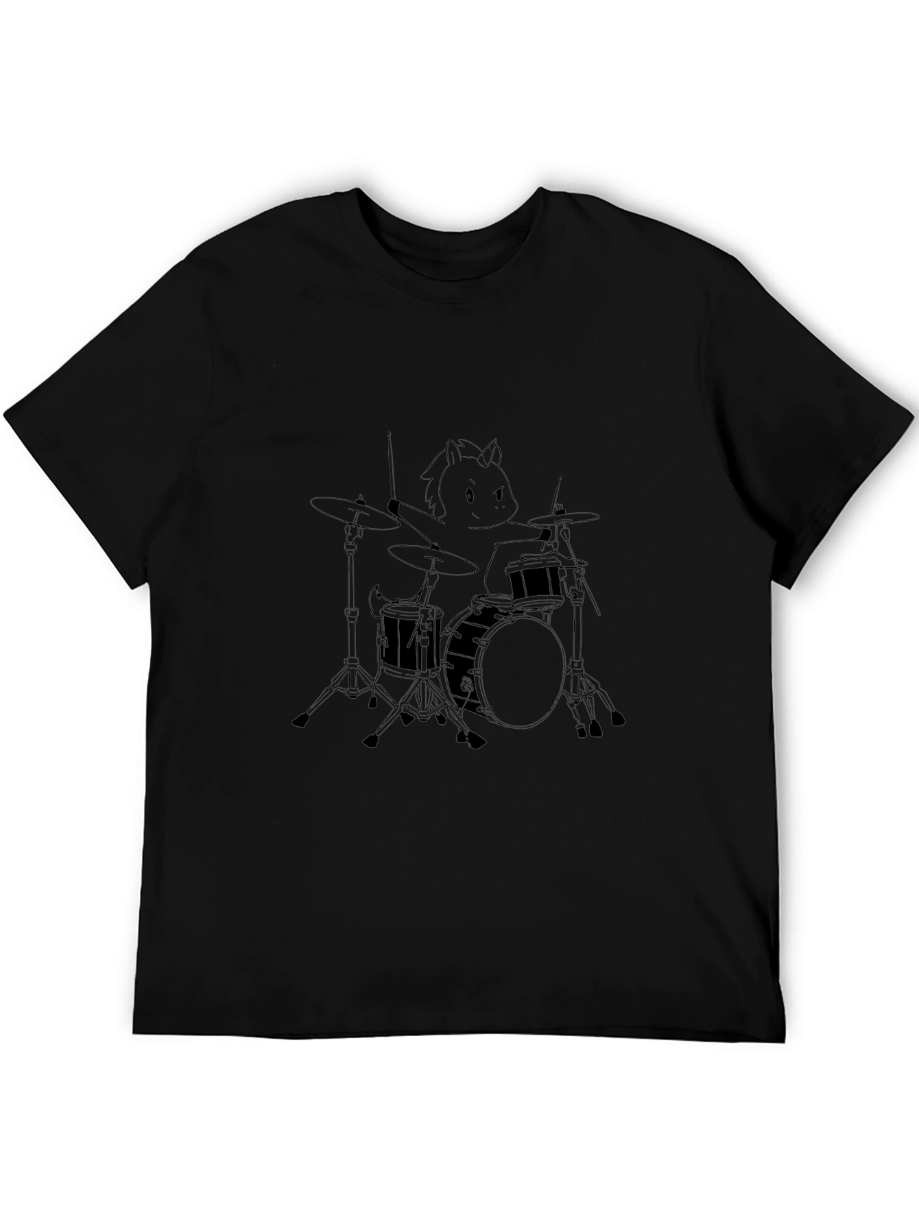 Unicorn Drummer Graphic T-Shirt - Black