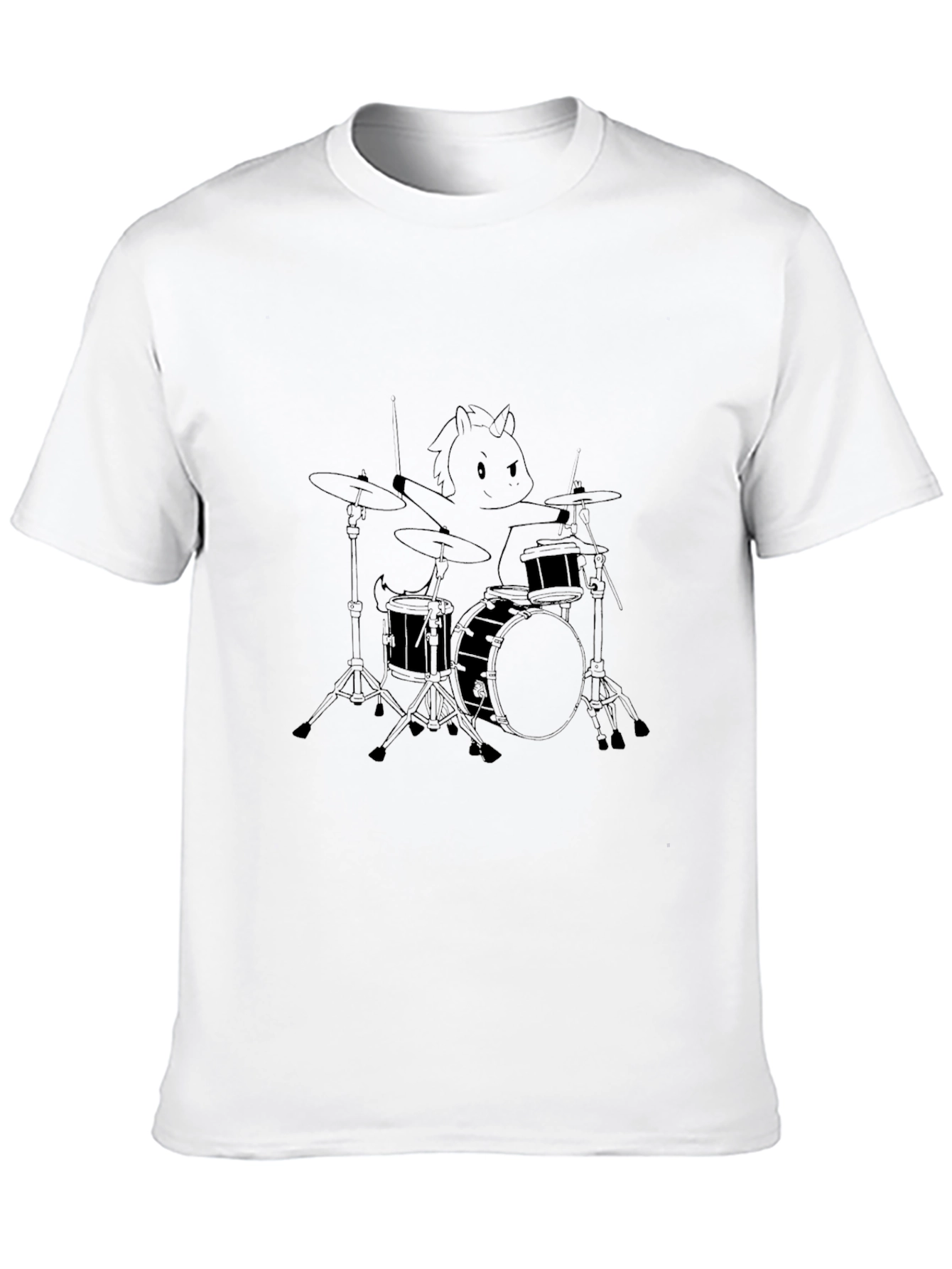 Unicorn Drummer Graphic T-Shirt - Black