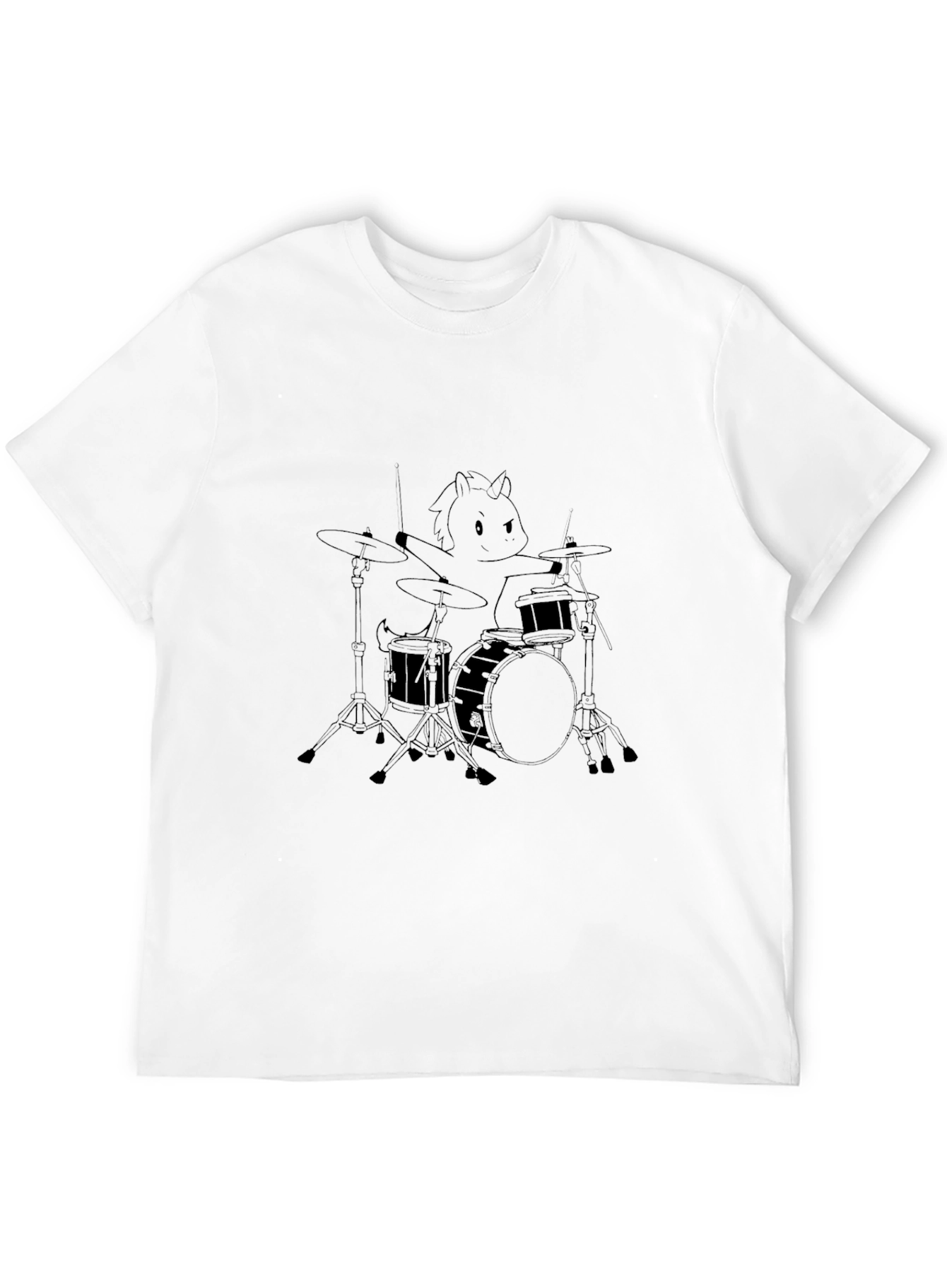 Unicorn Drummer Graphic T-Shirt - Black