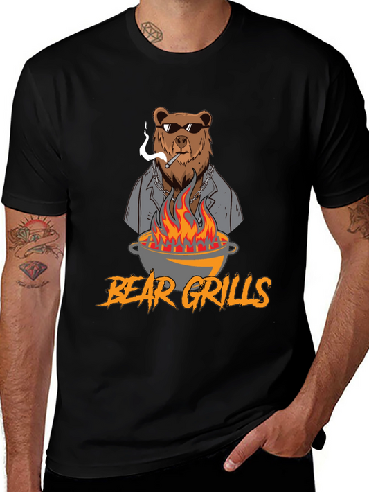 Bear Grills Graphic T-Shirt - BBQ Humor Tee