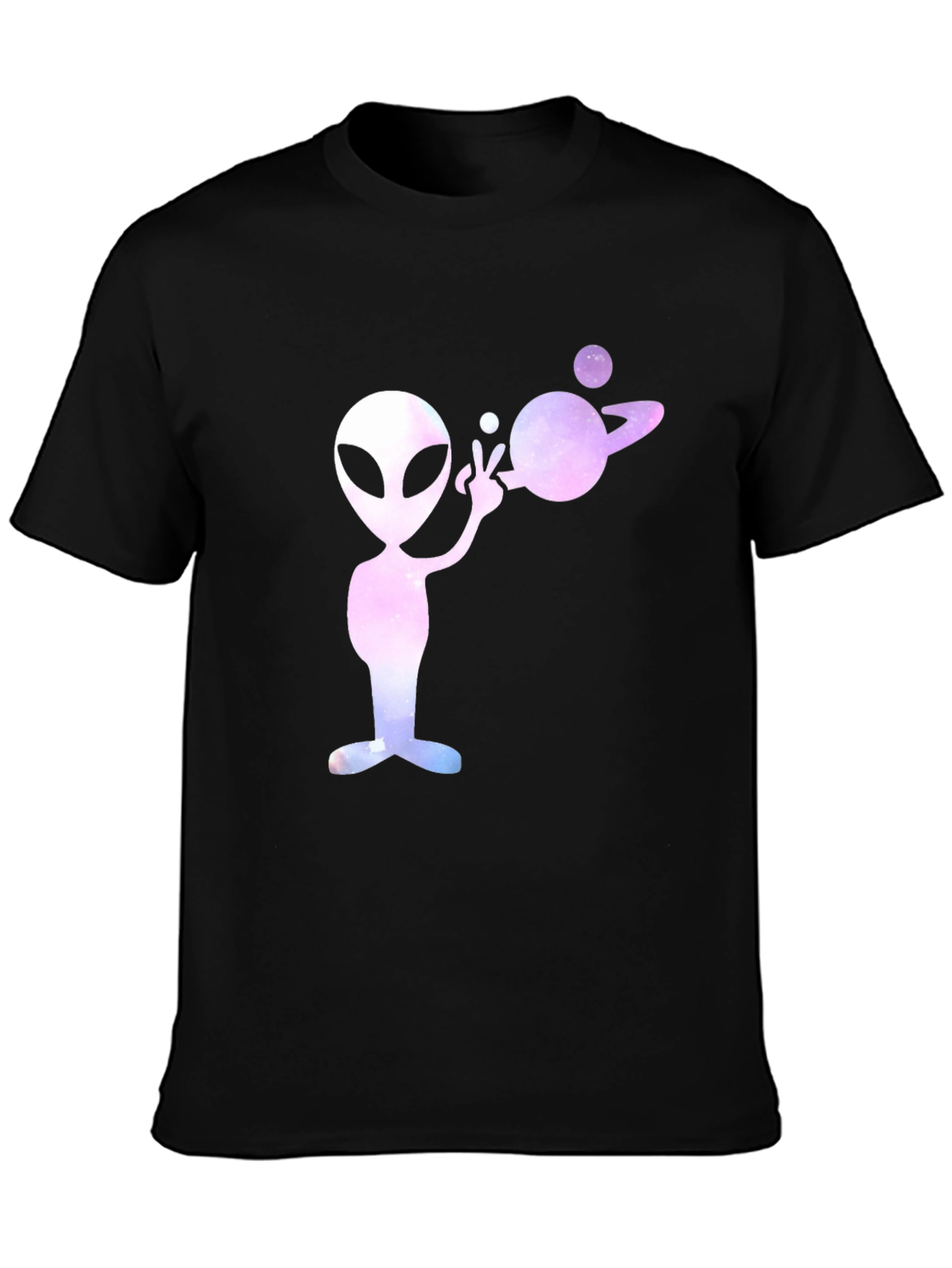 Alien Planet Graphic Tee - Black Cotton T-Shirt
