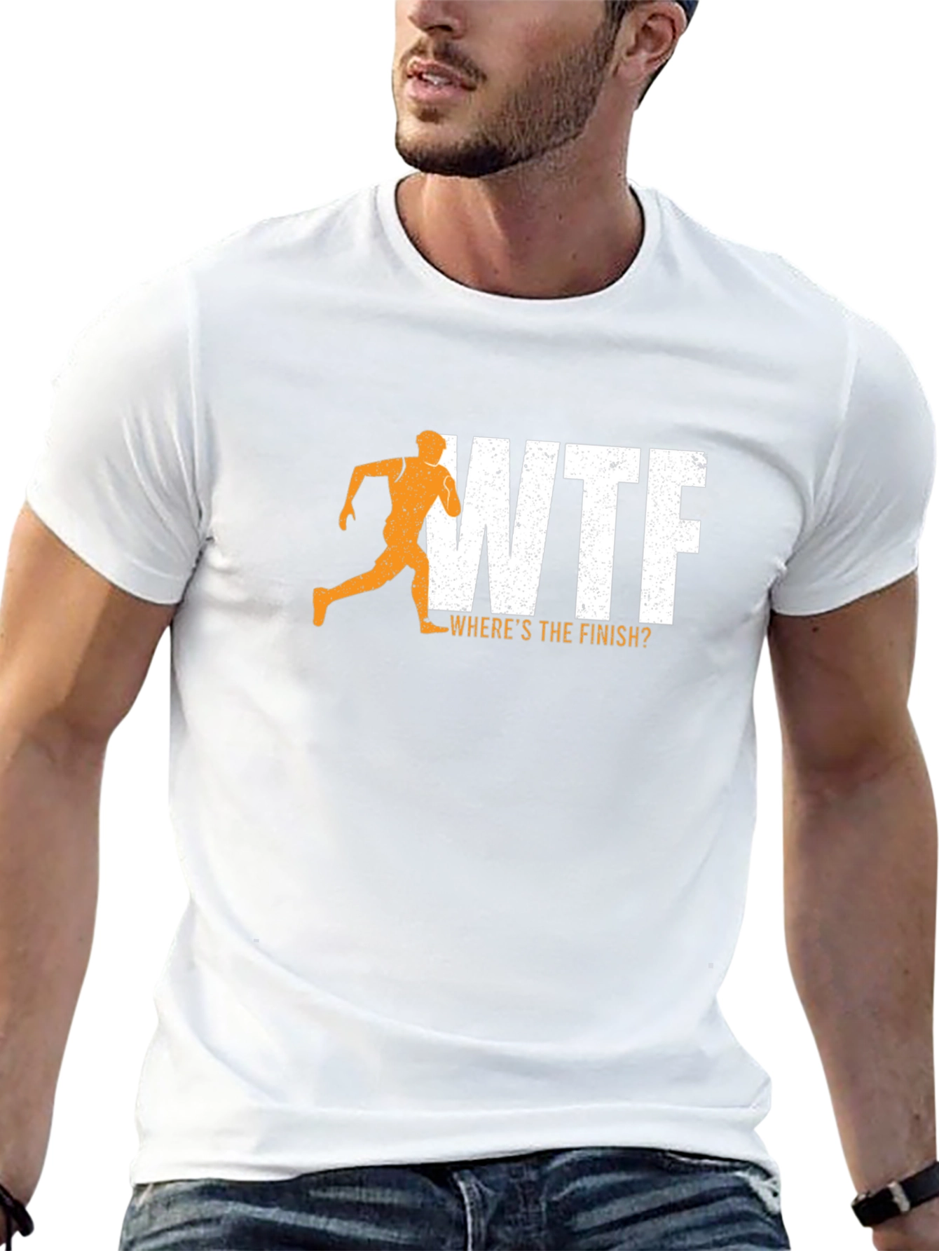 WTF Wheres The Finish? Mens Black Graphic Tee
