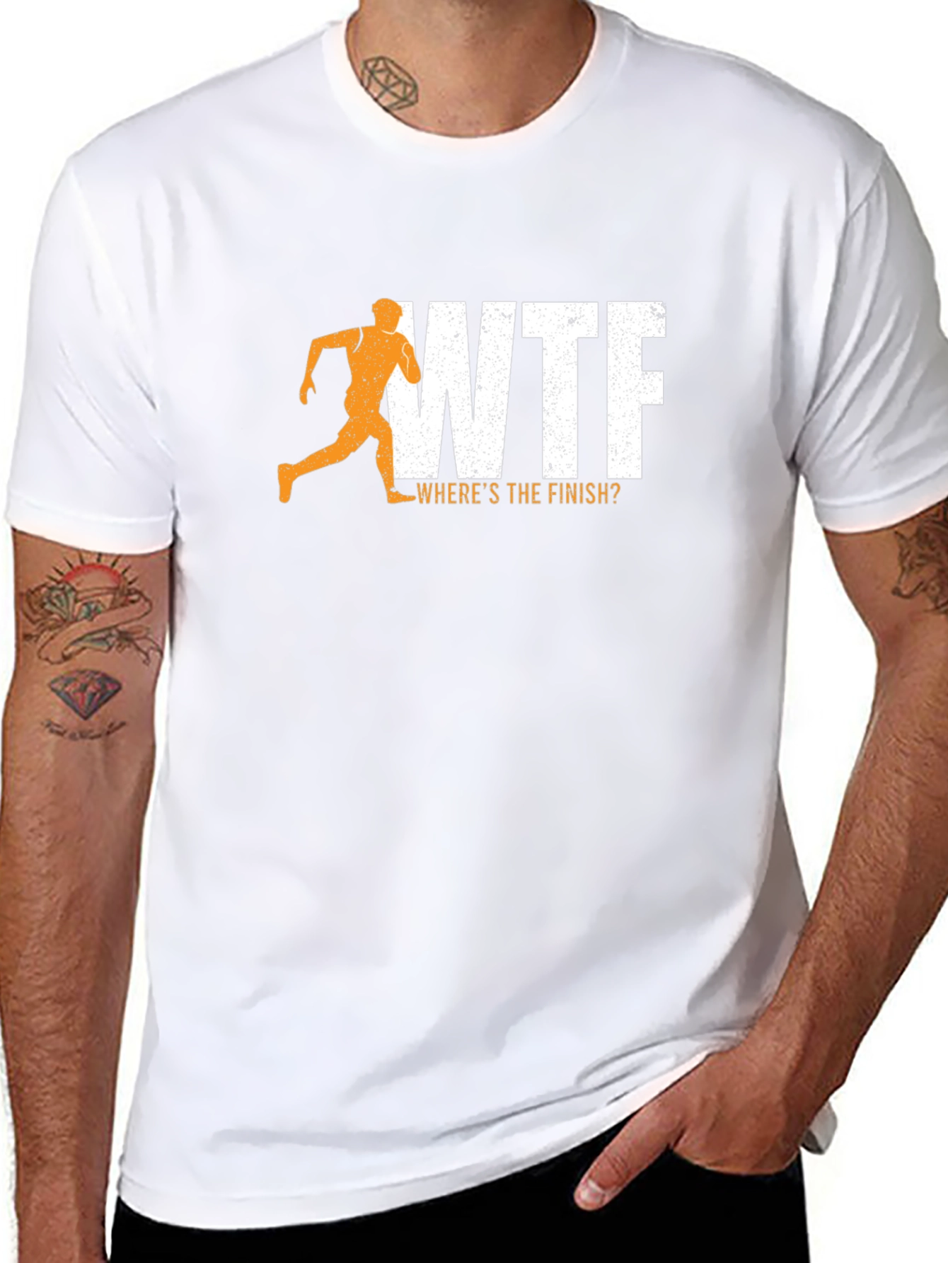 WTF Wheres The Finish? Mens Black Graphic Tee