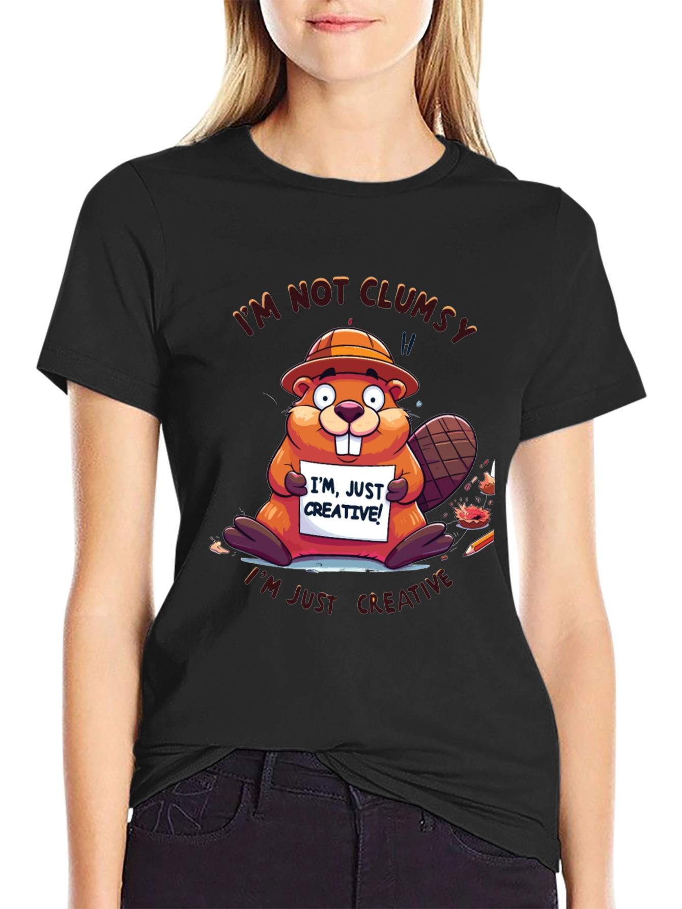 Funny Beaver Im Not Clumsy Graphic Tee