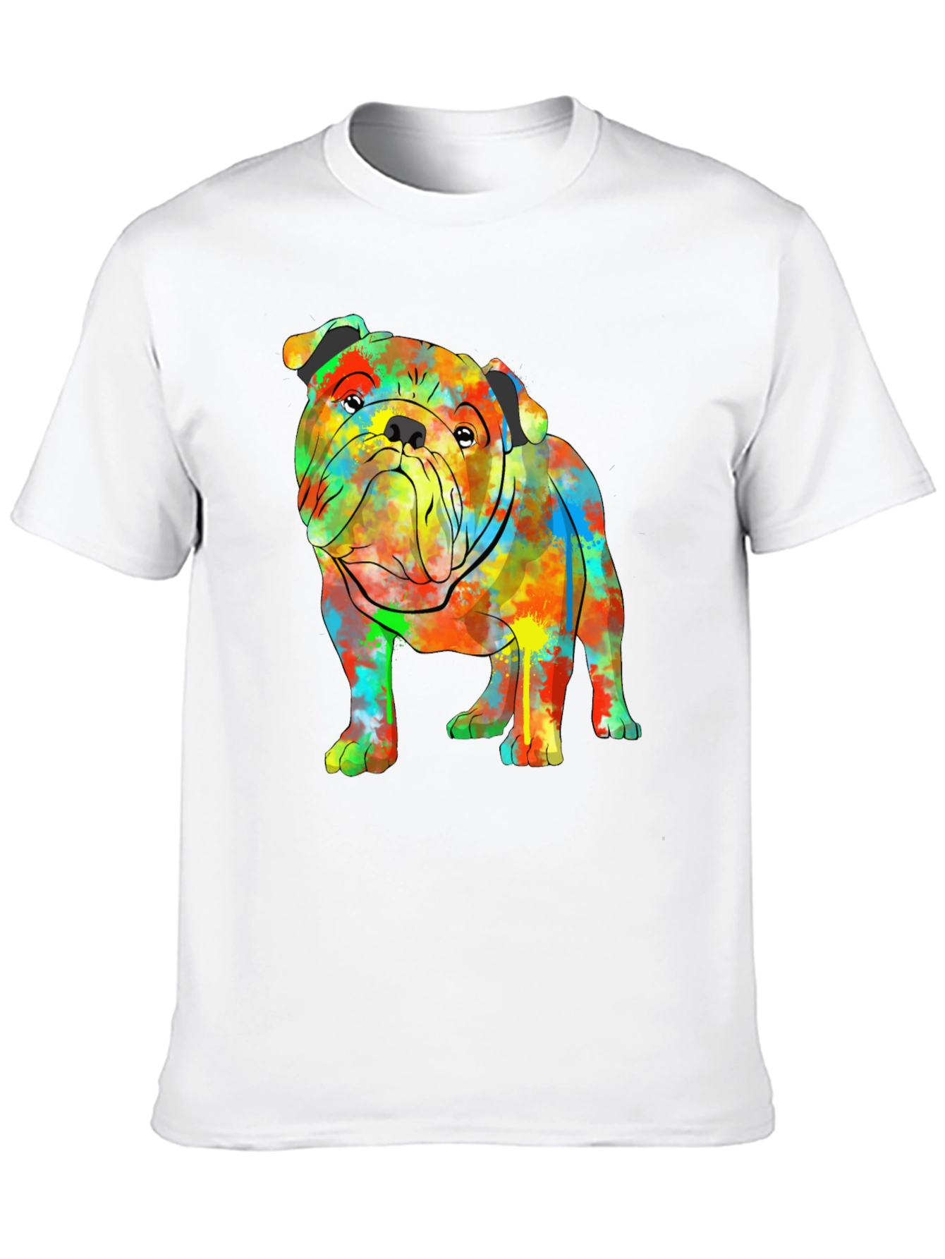 Colorful Bulldog Graphic T-Shirt