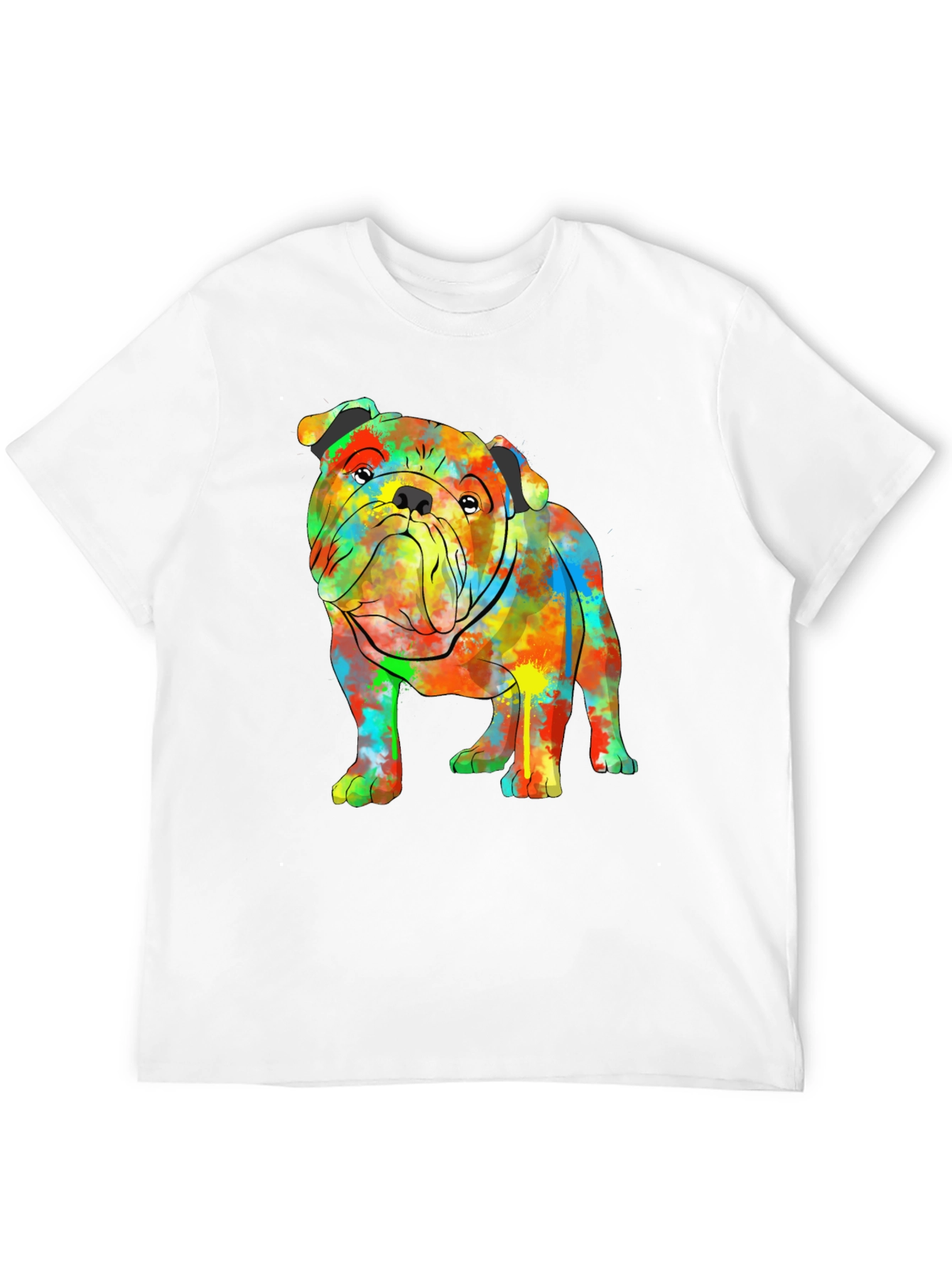 Colorful Bulldog Graphic T-Shirt