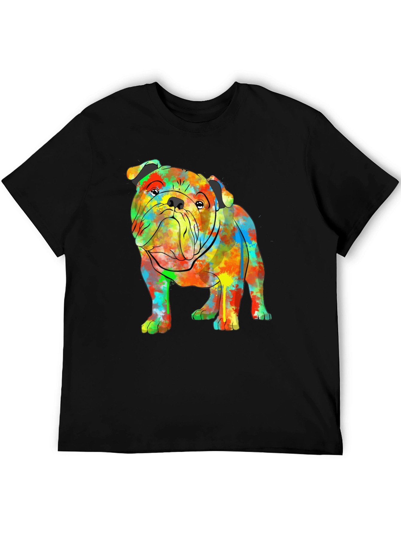 Colorful Bulldog Graphic T-Shirt