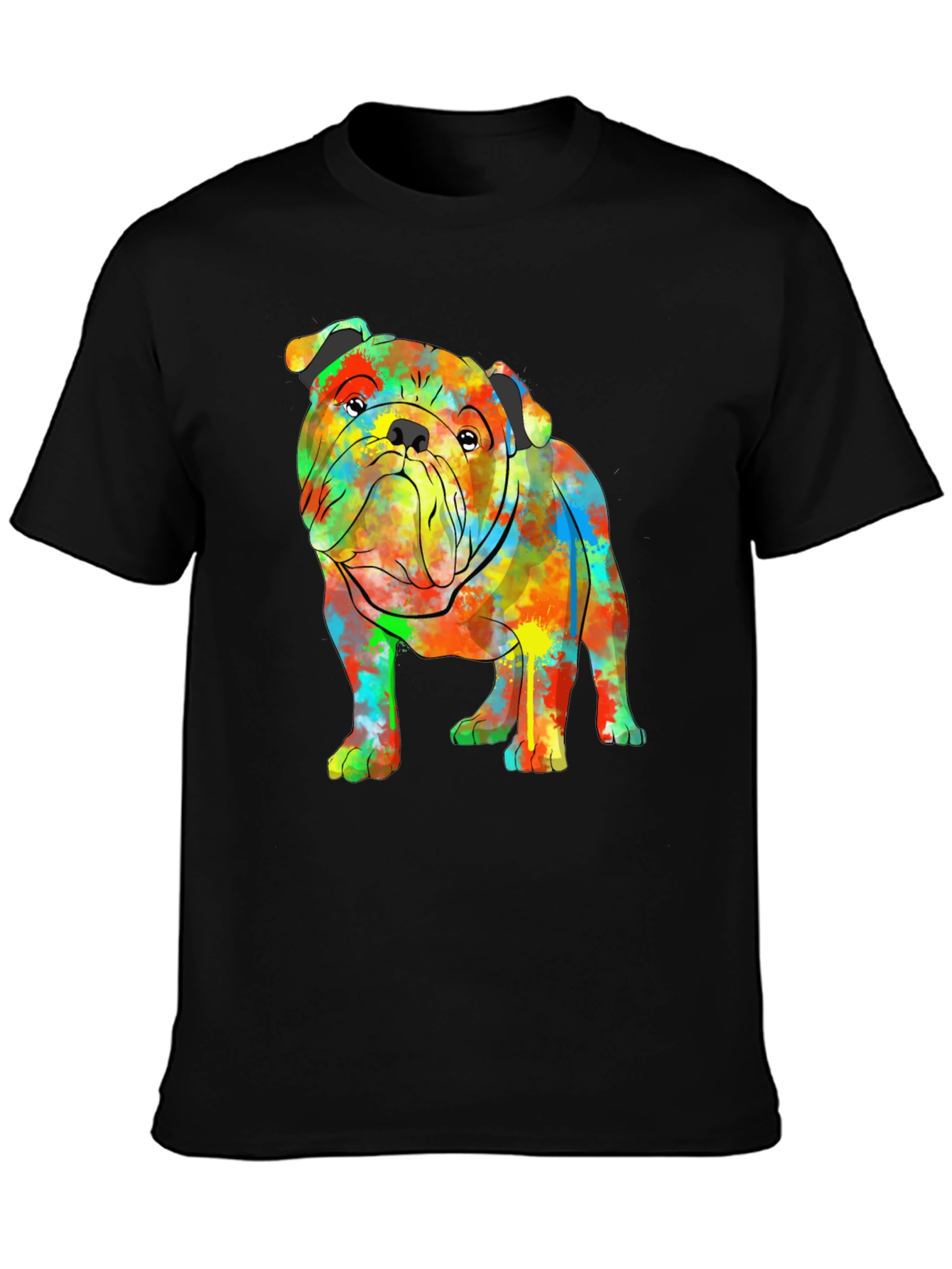 Colorful Bulldog Graphic T-Shirt