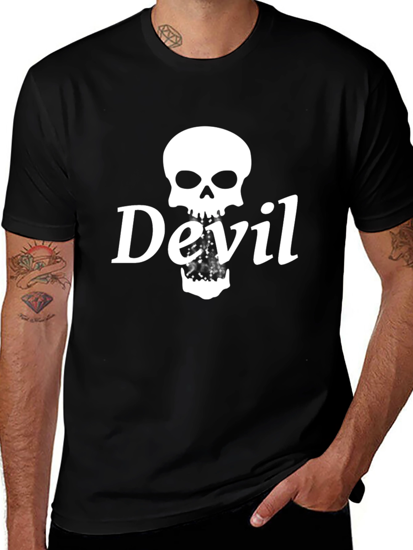 Devil Skull Graphic T-Shirt - Mens Black Tee