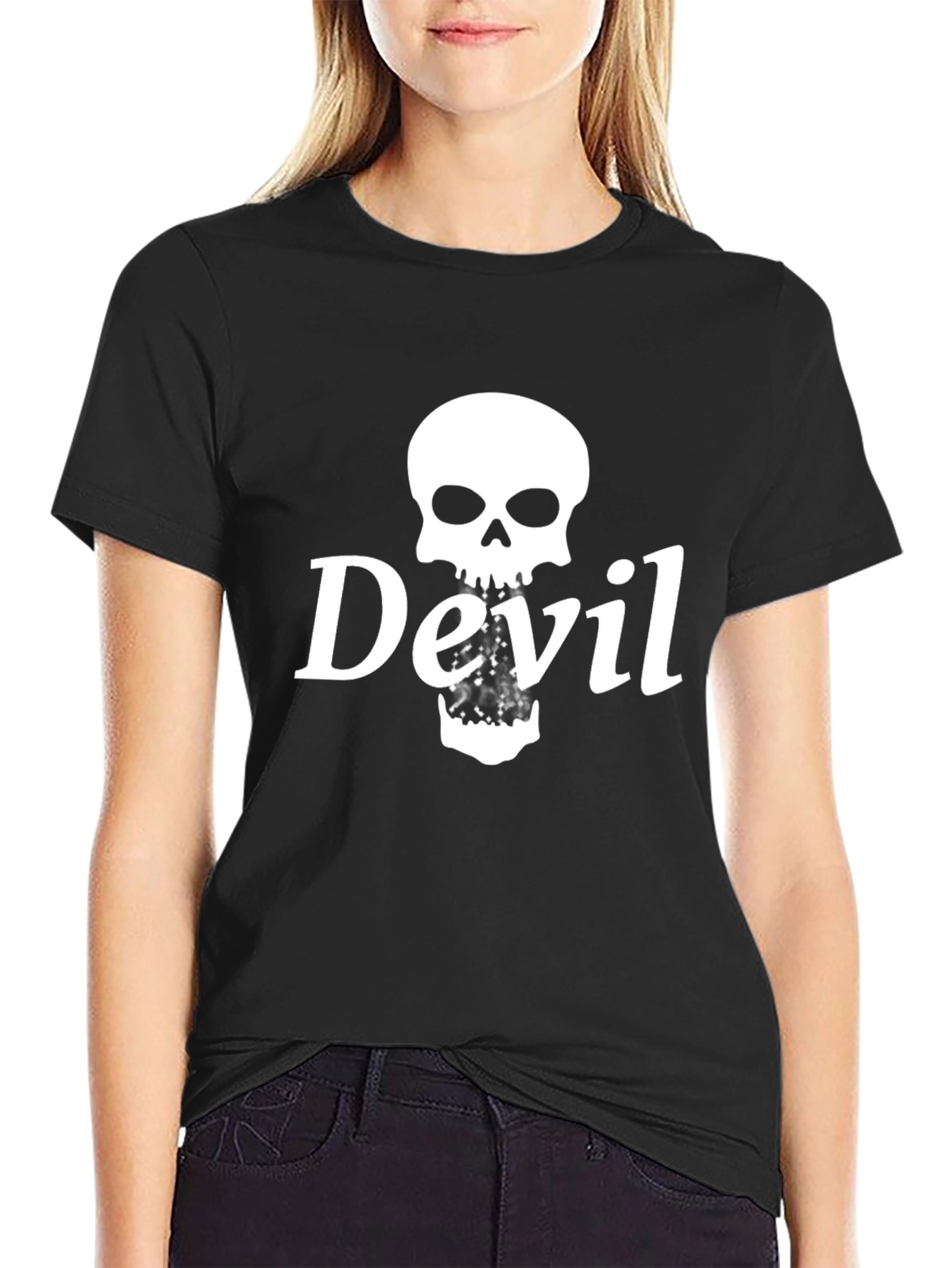 Devil Skull Graphic T-Shirt - Mens Black Tee