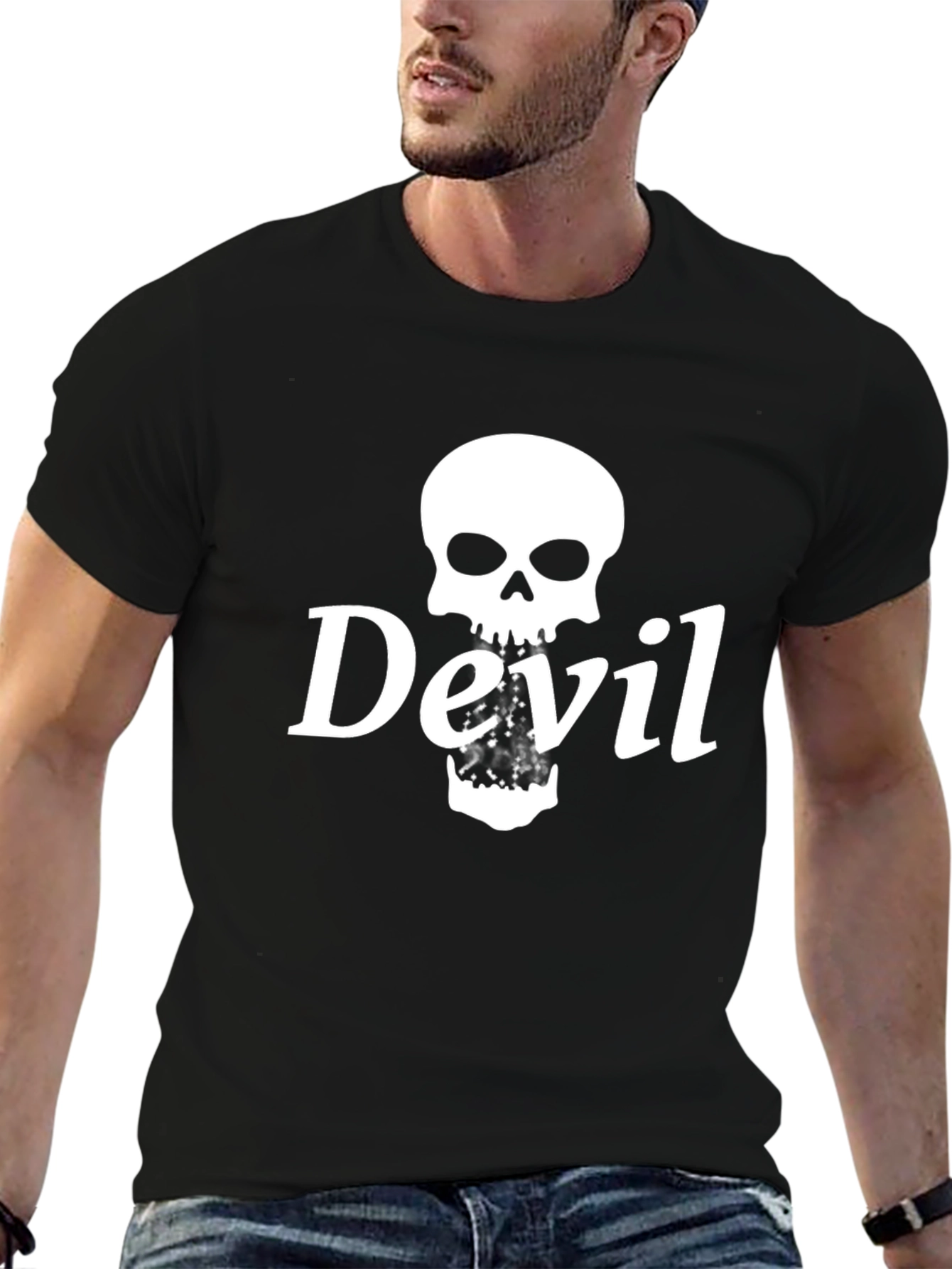 Devil Skull Graphic T-Shirt - Mens Black Tee
