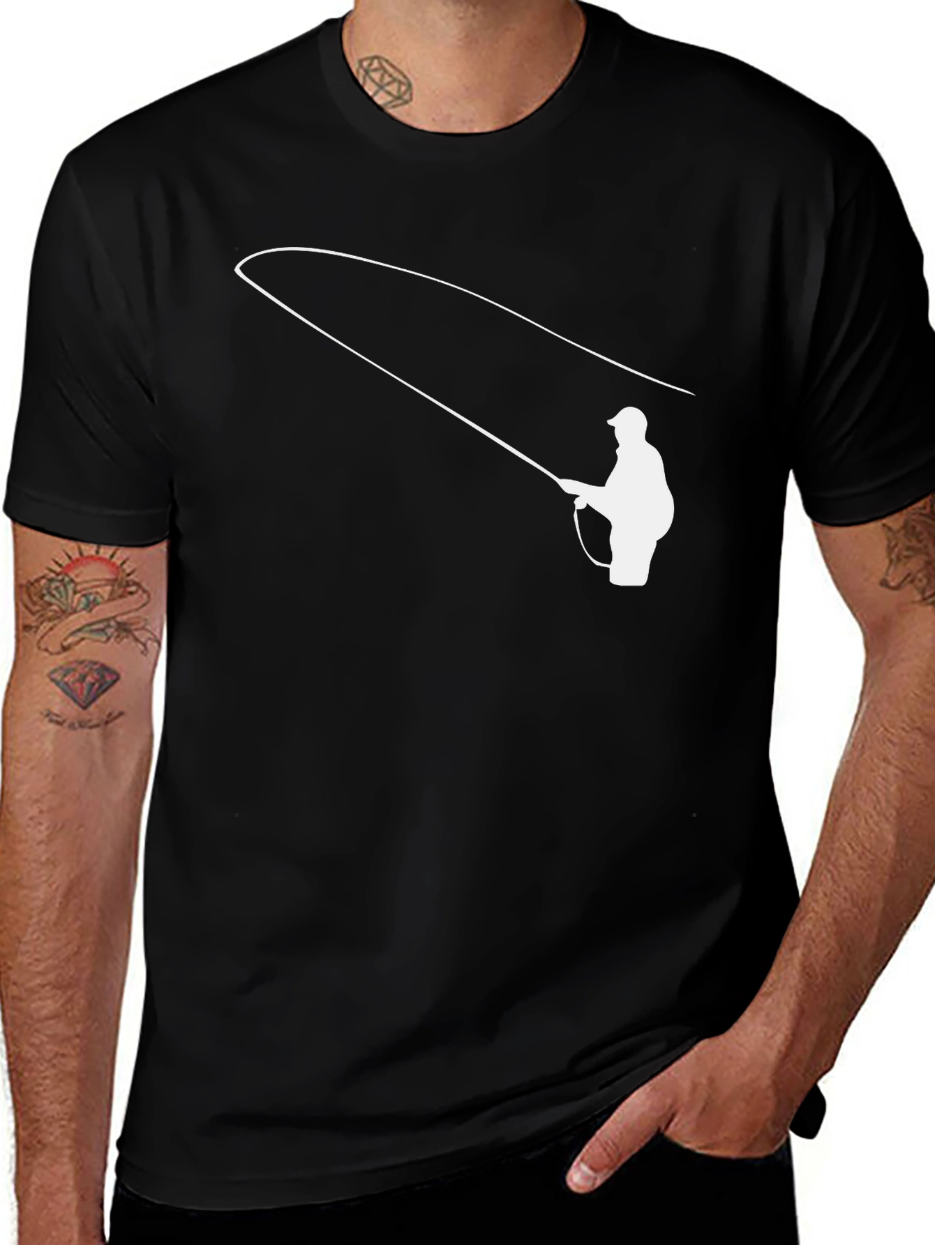 Fly Fishing T-Shirt - Angler Silhouette Design