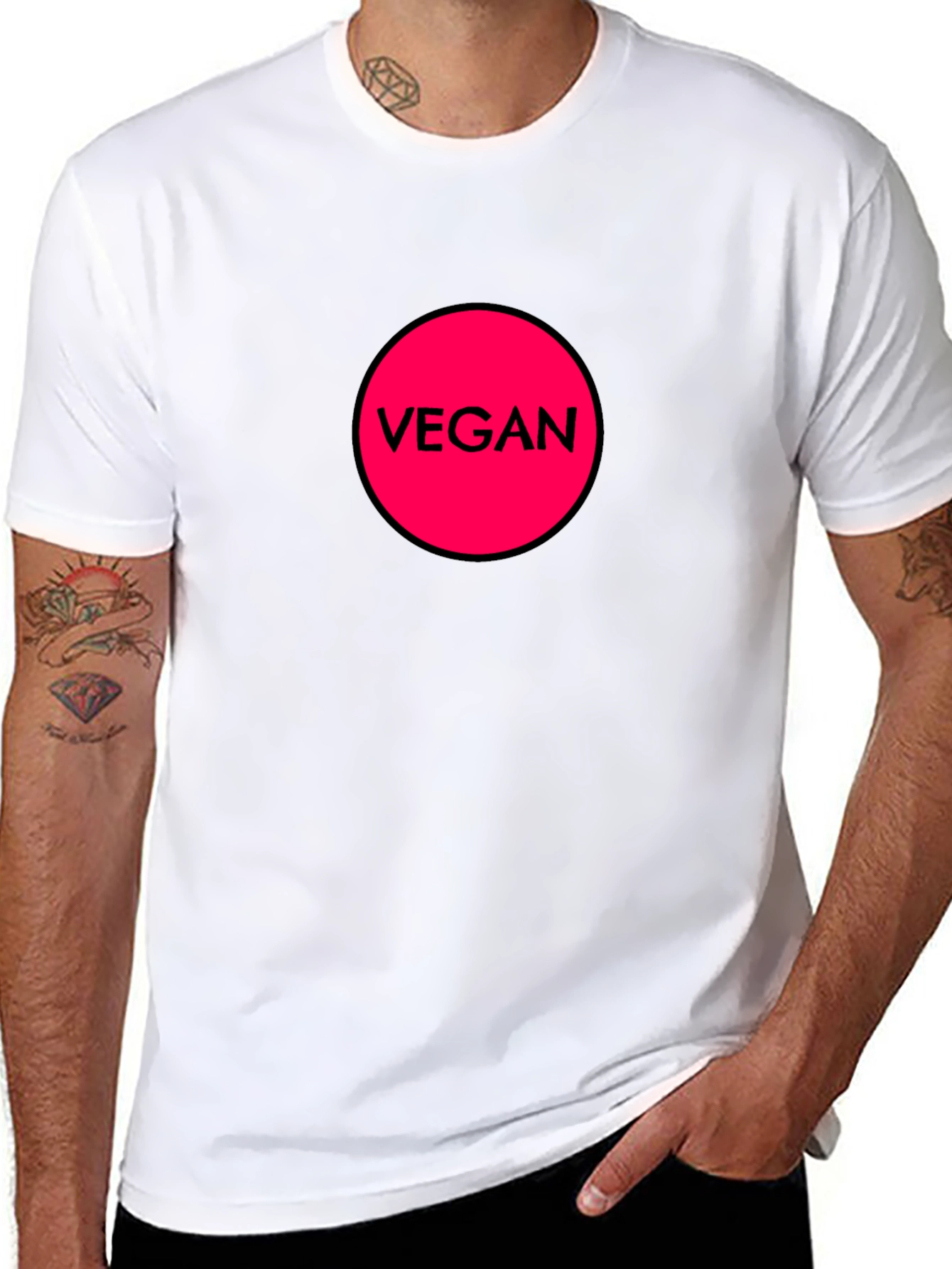 Vegan Circle Graphic T-Shirt - Black