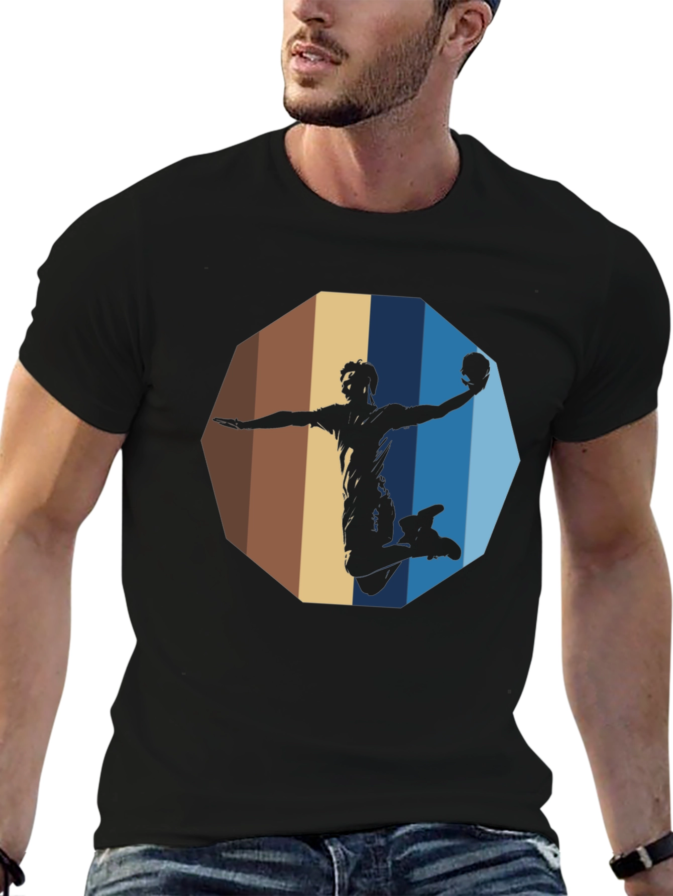 Handball Silhouette Graphic Tee - Black
