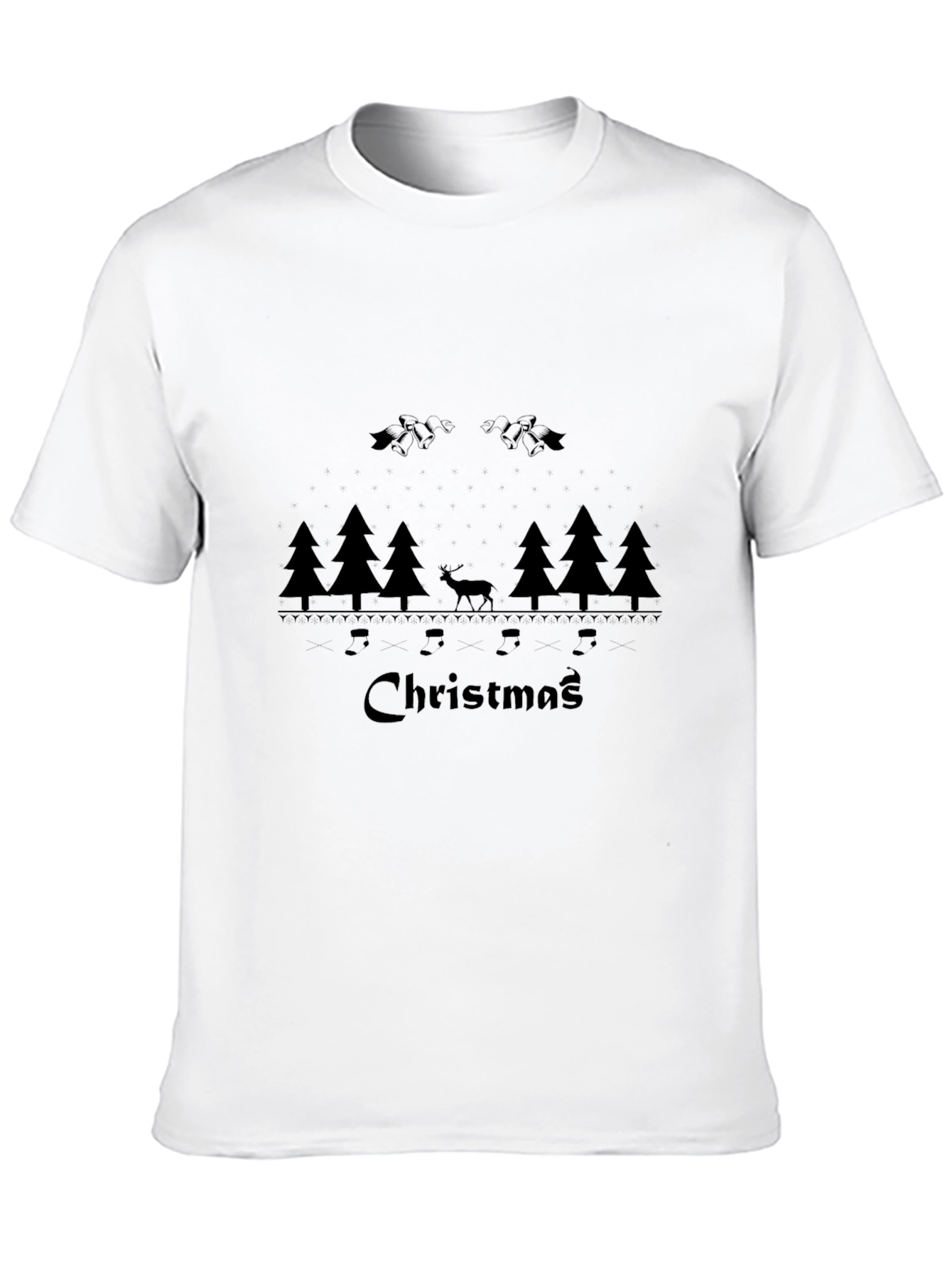 Christmas Theme Black Graphic T-Shirt