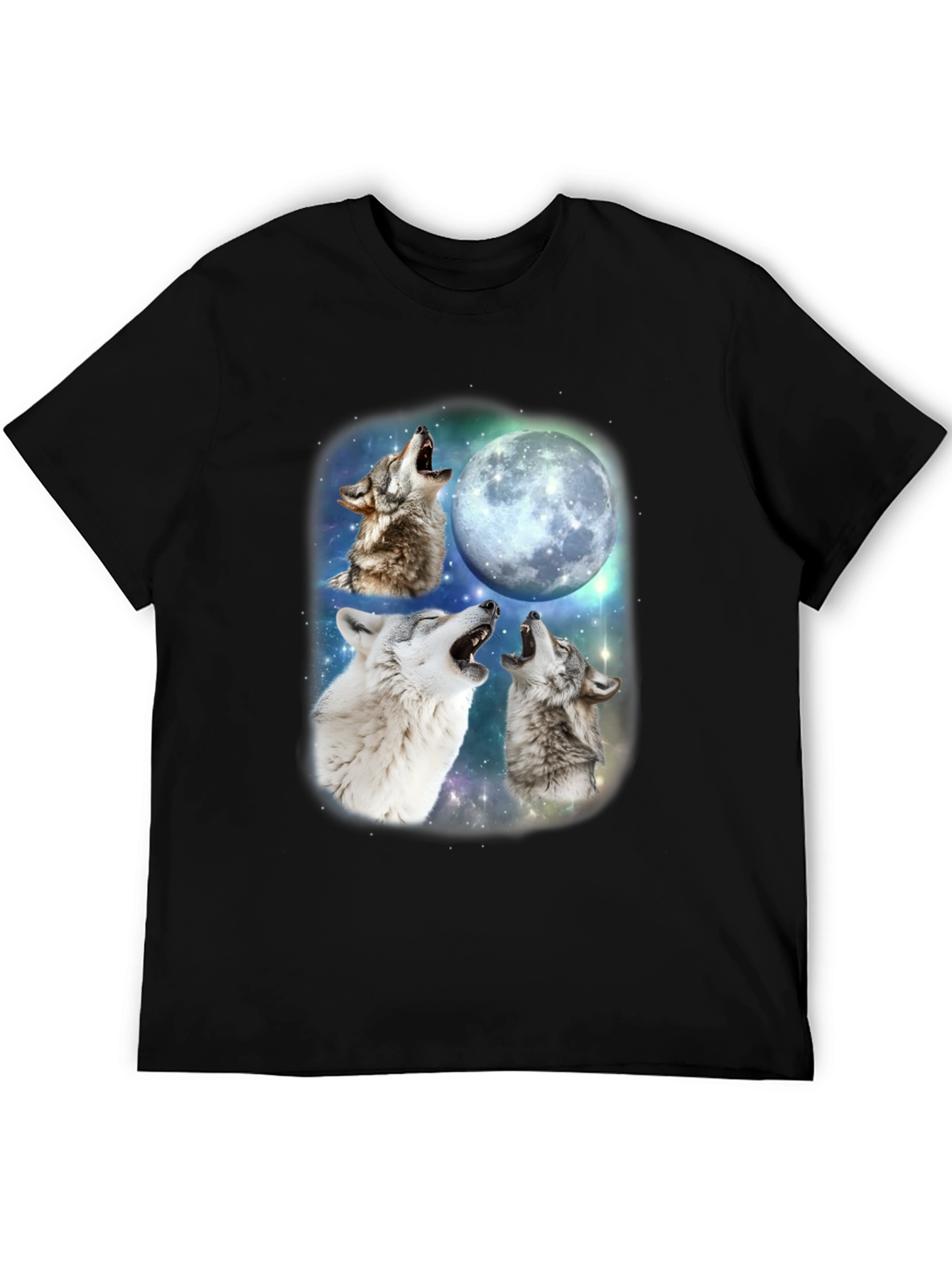 Wolf Moon T-Shirt - Mens Black Crew Neck Tee