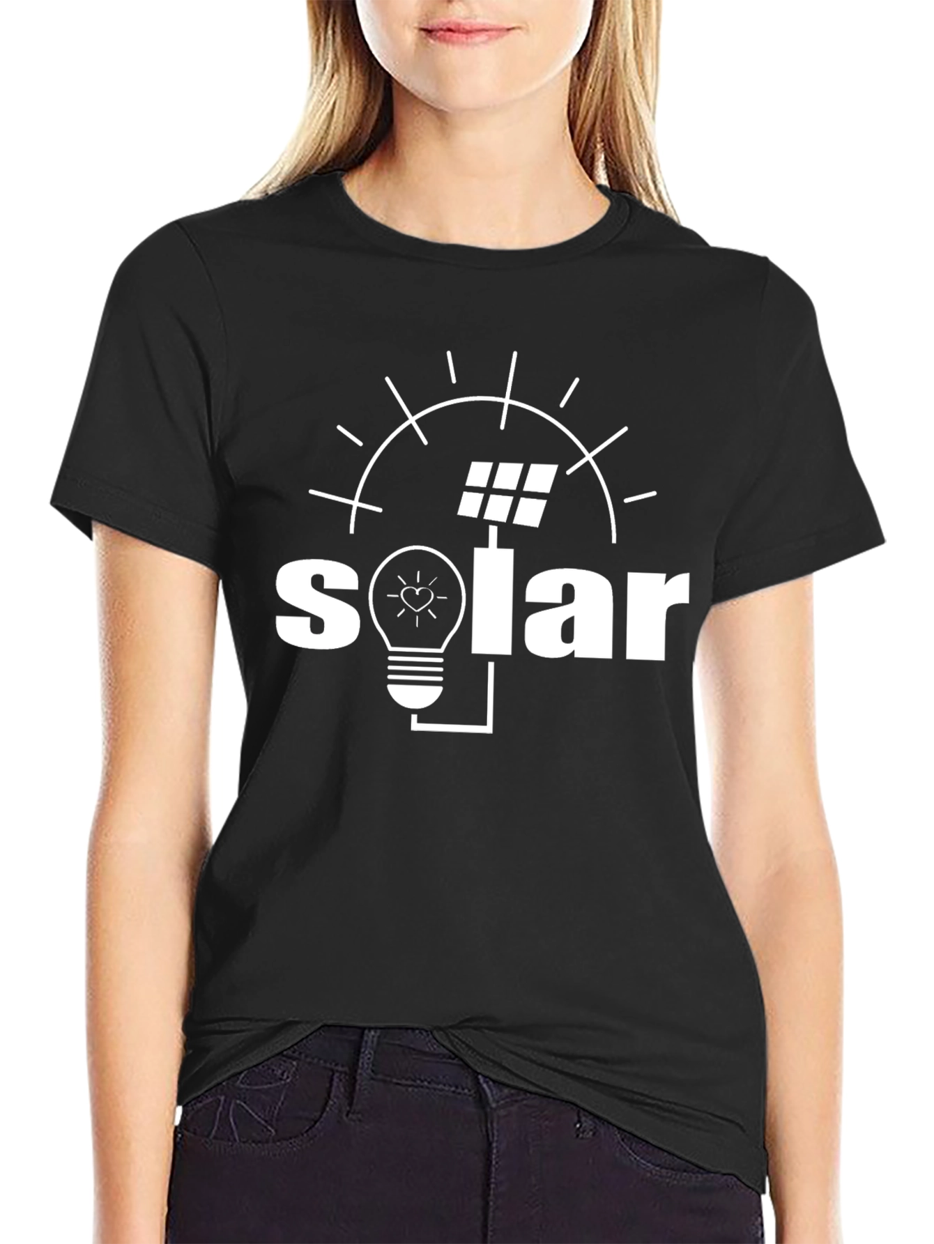 Solar Energy T-Shirt: Lightbulb & Panel Graphic