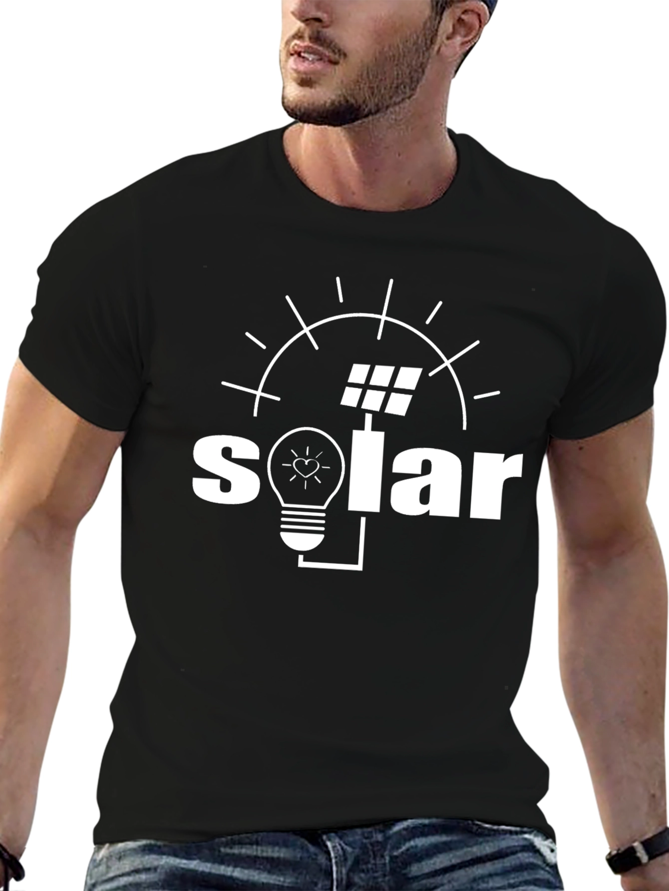 Solar Energy T-Shirt: Lightbulb & Panel Graphic