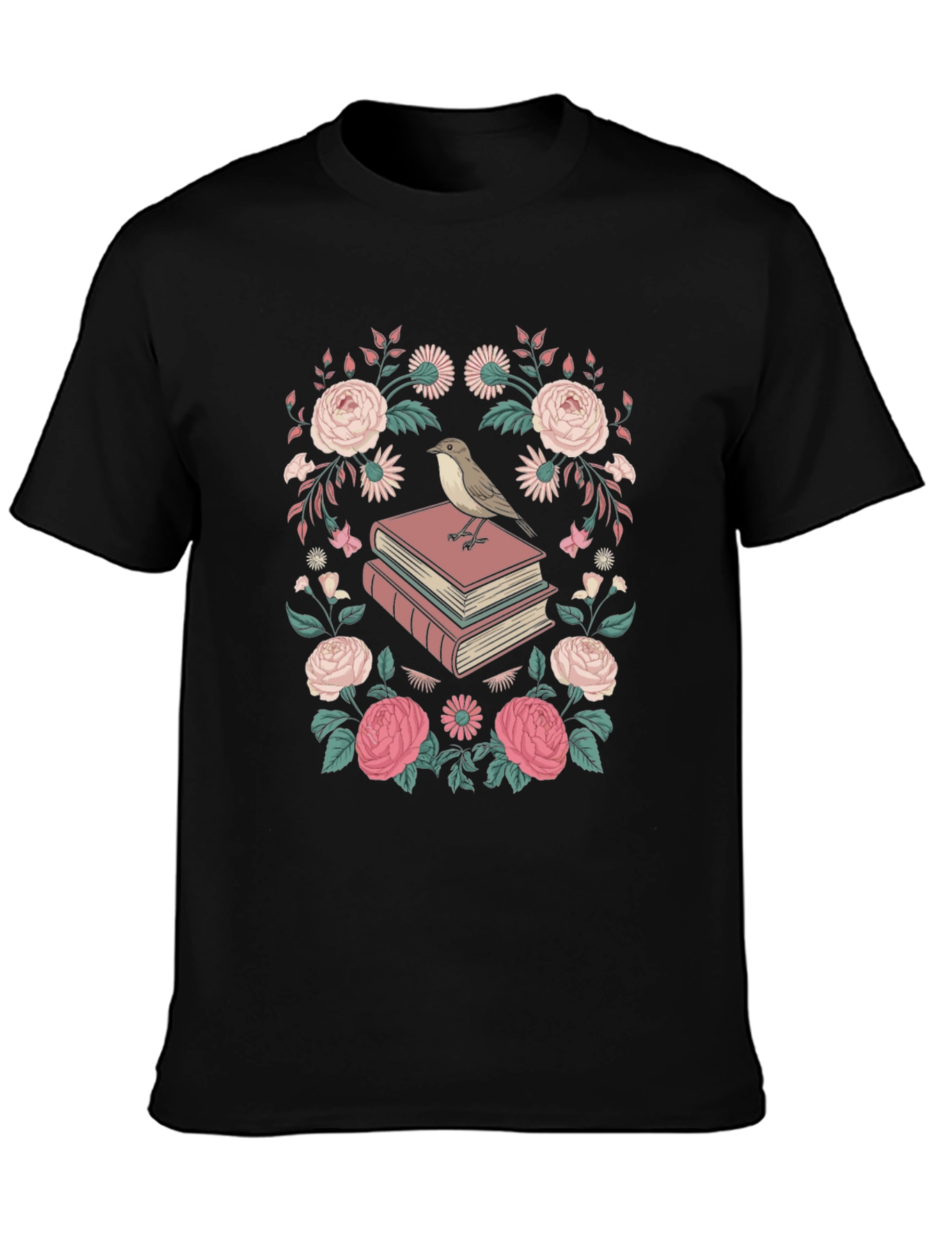 Floral Bird on Books Graphic Tee